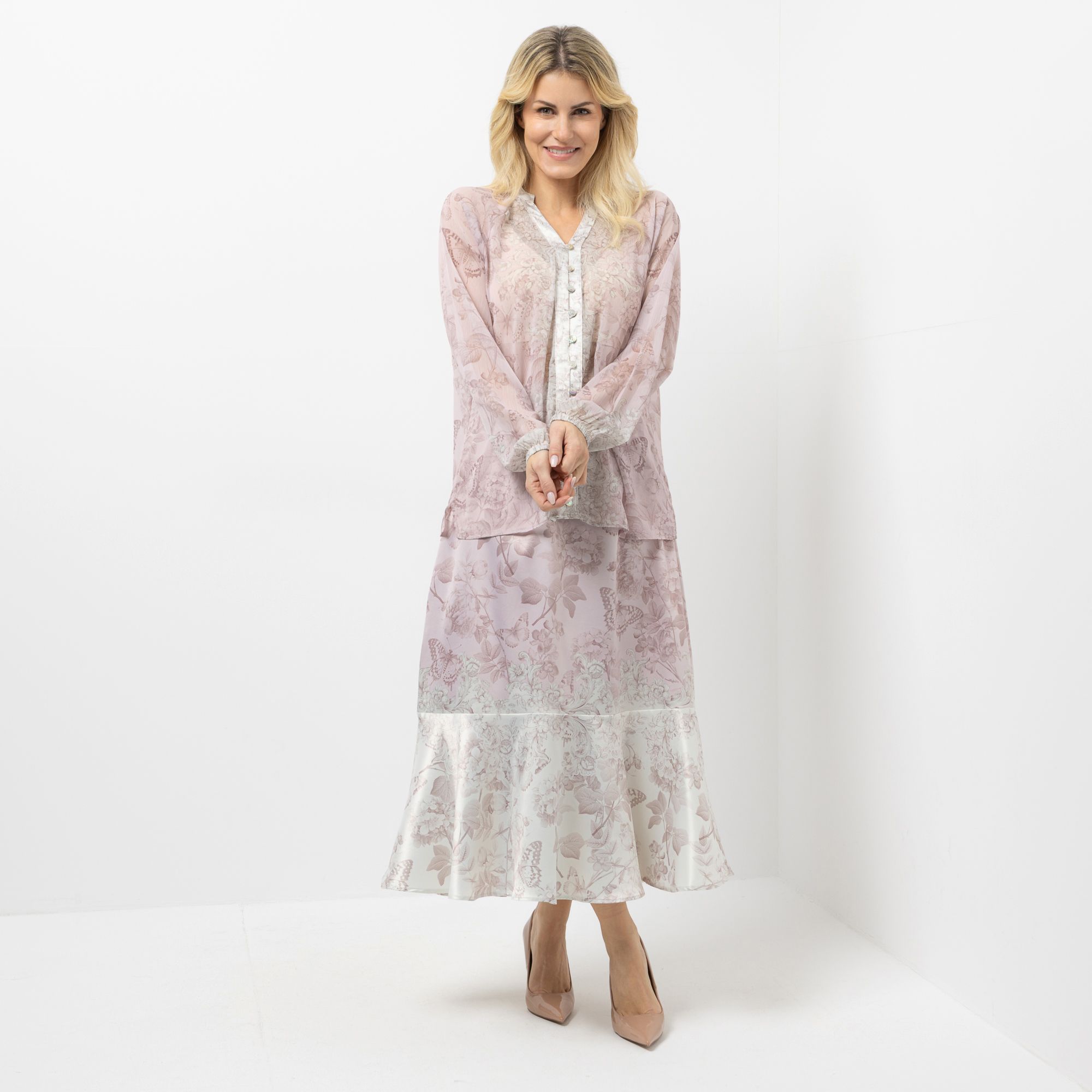 SCHIFFHAUER MUNICH® Bluse 1/1-Arm Stehkragen Strasssteinbesatz leger weit