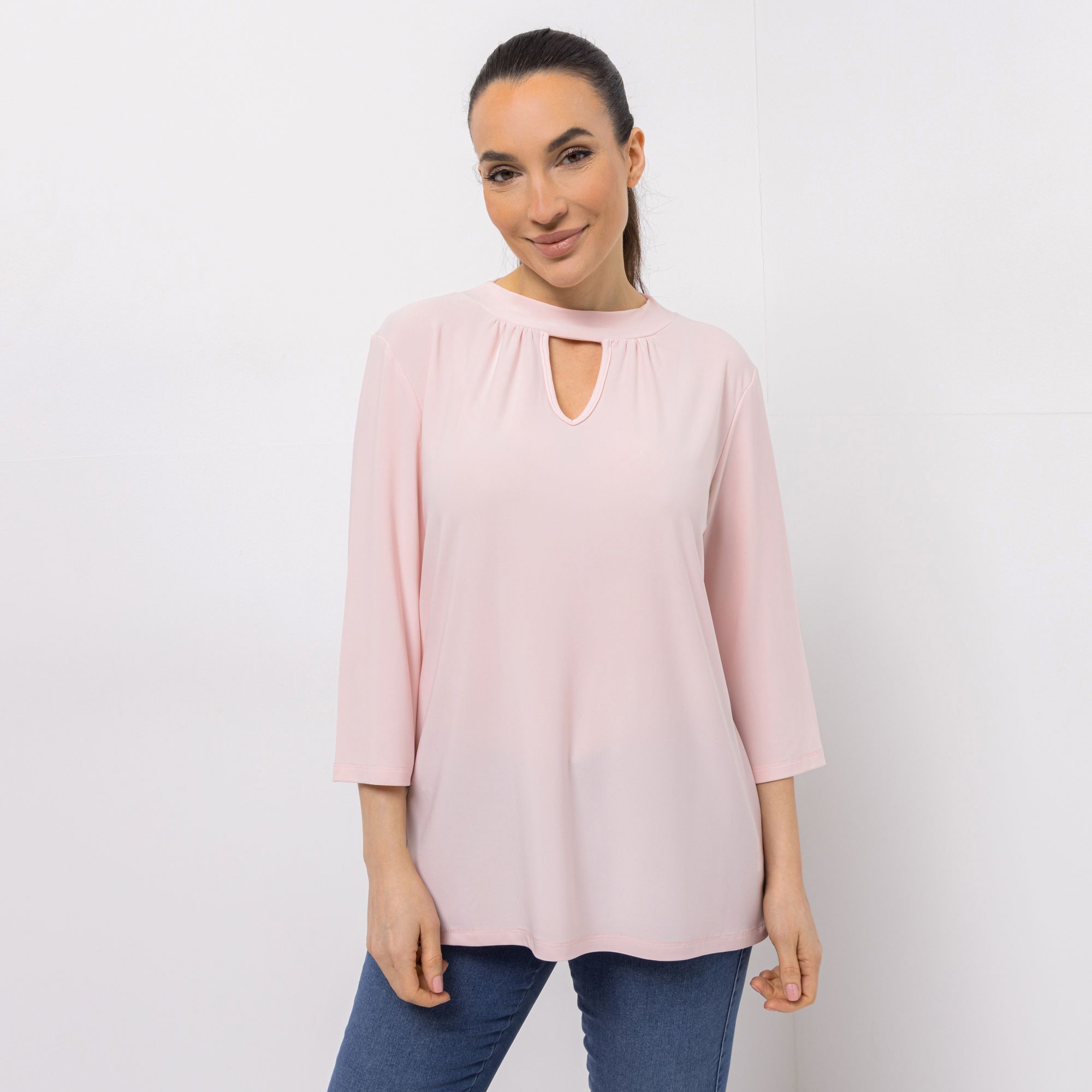 KIM & CO. Shirt, 3/4-Arm Deluxe Brazil Knit Zierausschnitt figurumspielend