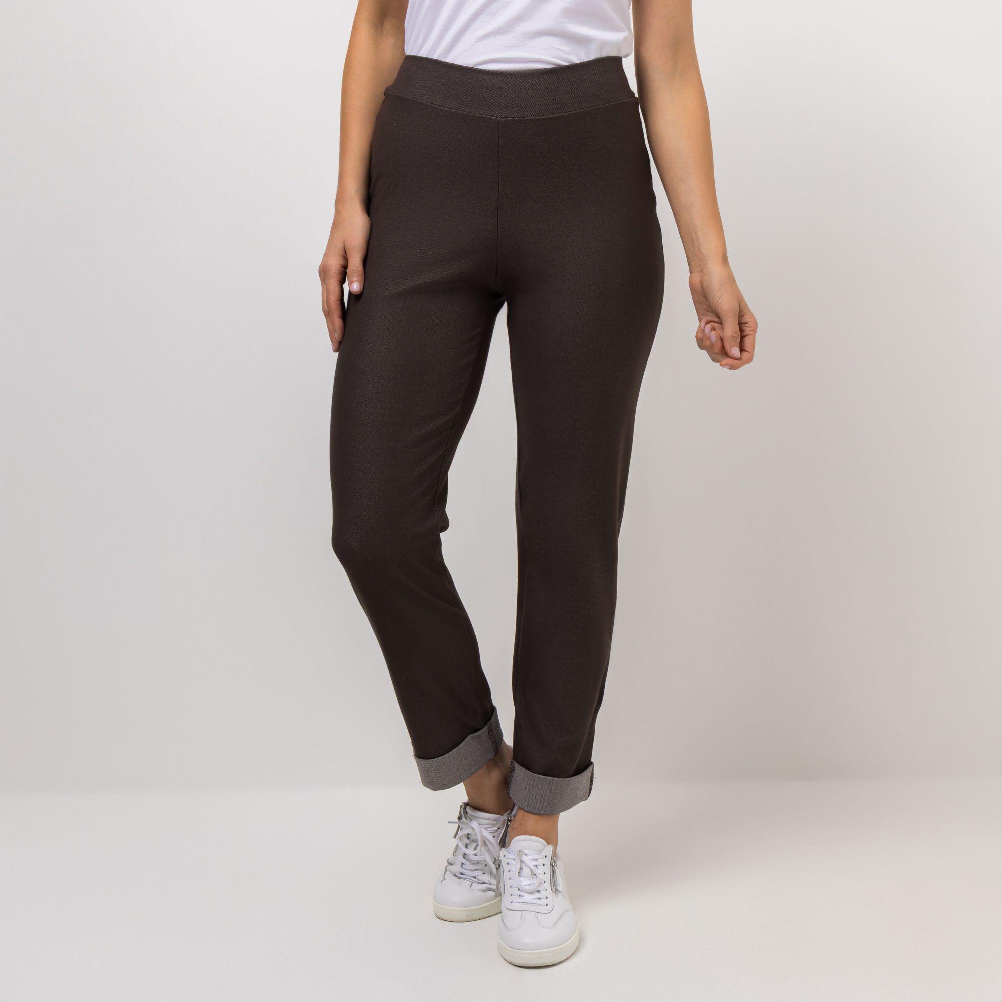 KIM & CO. Hose, knöchellang Denim Jersey Umschlag am Saum gerades Bein