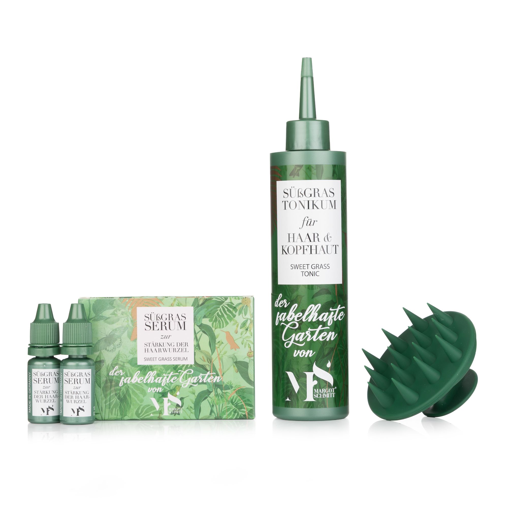 MARGOT SCHMITT® Süßgras Tonikum 250ml & Süßgras Ampullen 10x10ml + Massagebürste