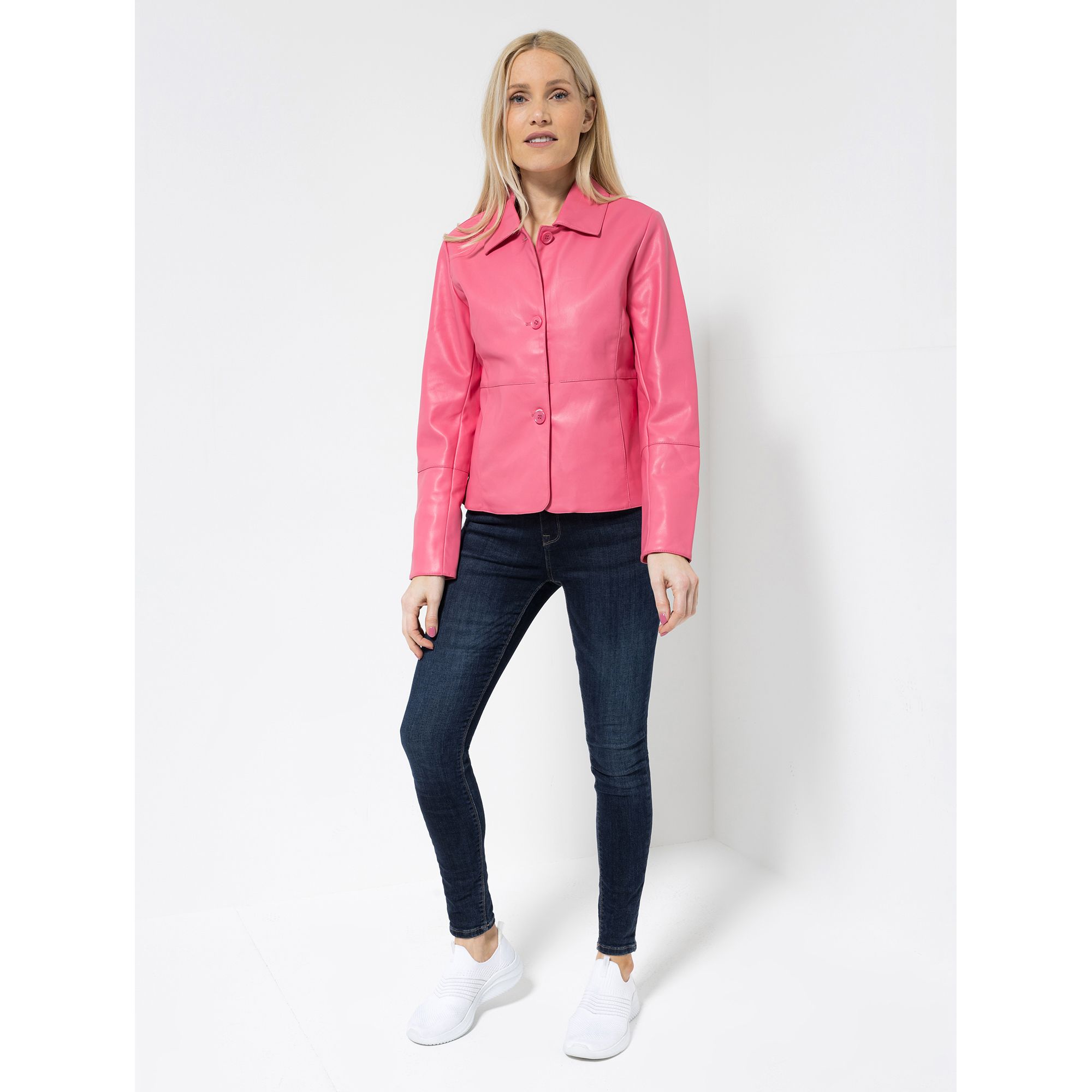 DINE 'N' DANCE Jacke, 1/1-Arm Leder-Optik Knopfleiste figurbetont eng