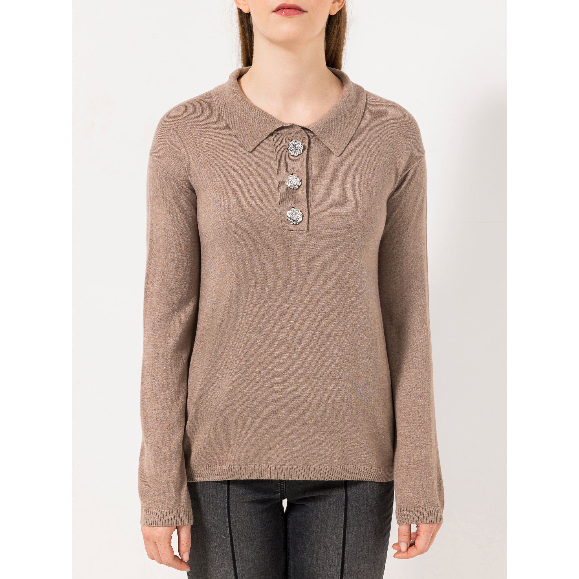 STEFFEN SCHRAUT Pullover Strassknöpfe mit ECOVERO Viskose figurumspielend