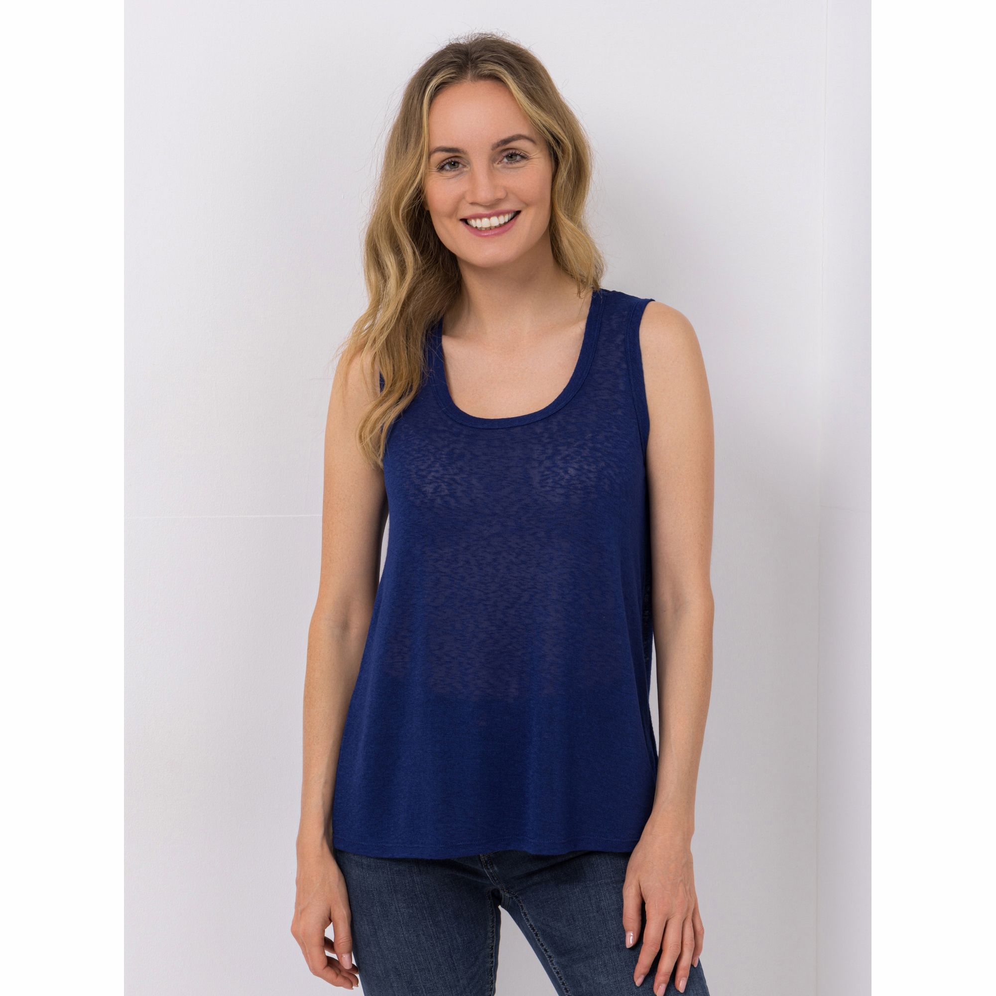 KIM & CO. Top Leinen Optik Jersey Rundhalsausschnitt figurumspielend