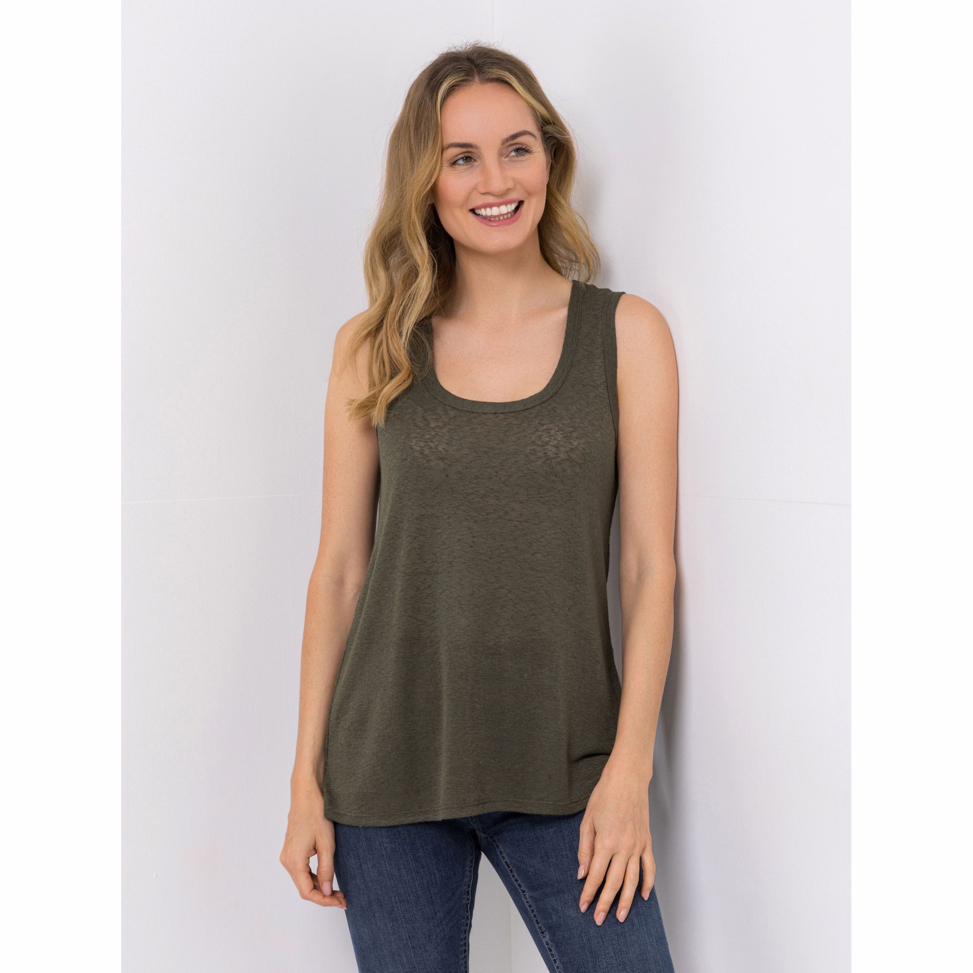 KIM & CO. Top Leinen Optik Jersey Rundhalsausschnitt figurumspielend