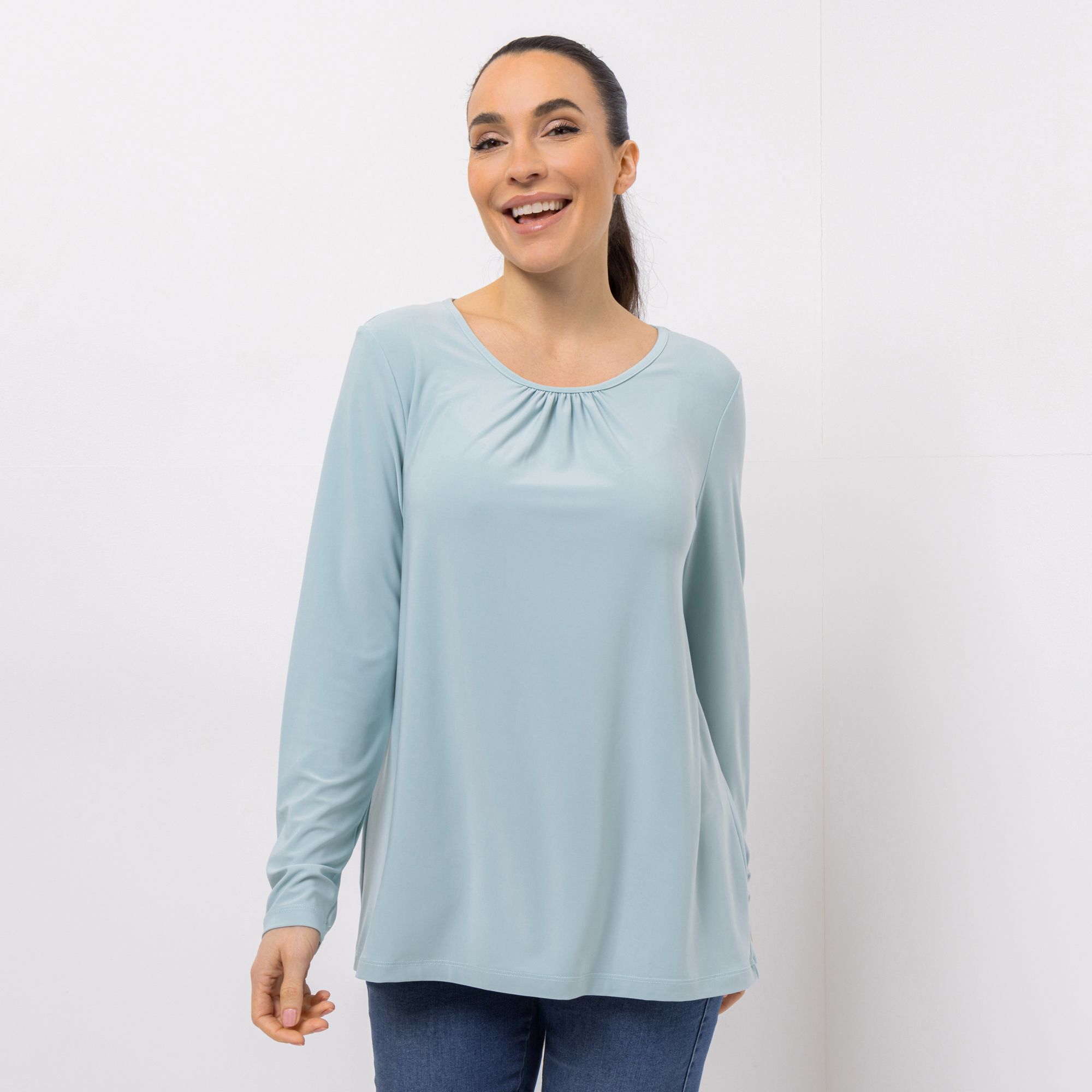 KIM & CO. Shirt, Langarm Deluxe Brazil Knit Rundhalsausschnitt figurumspielend