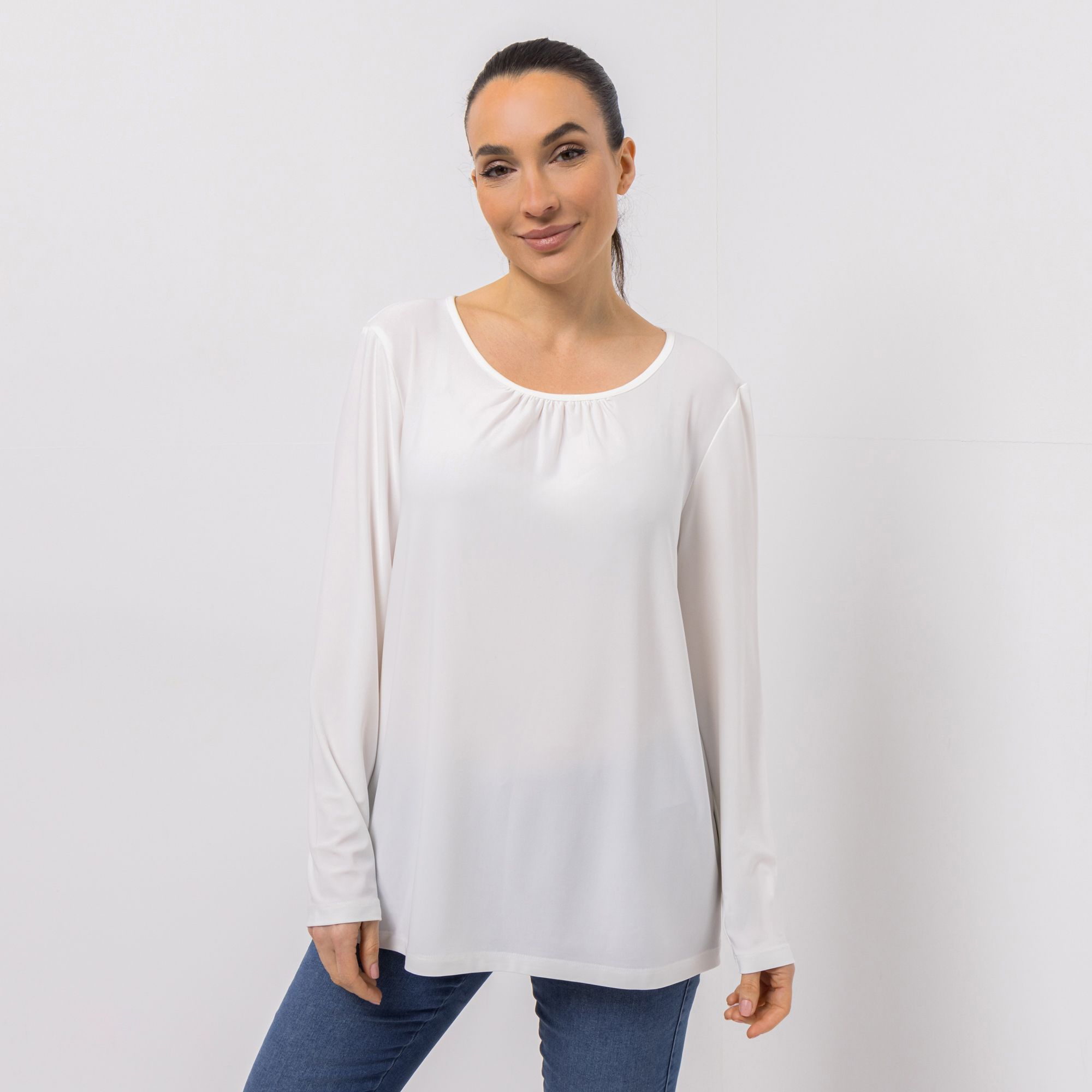 KIM & CO. Shirt, Langarm Deluxe Brazil Knit Rundhalsausschnitt figurumspielend