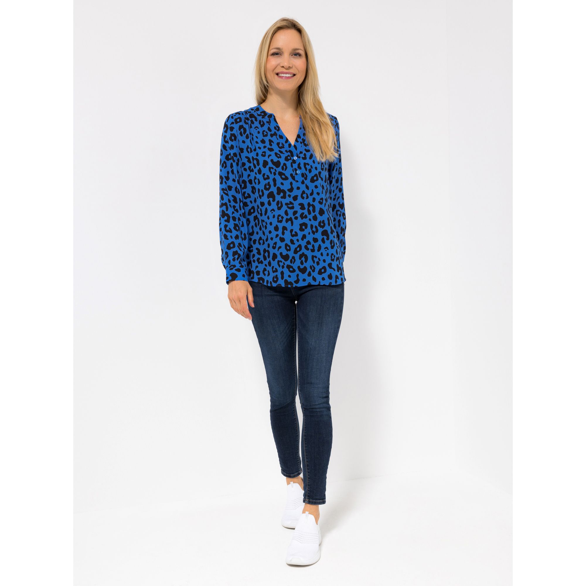 EVA LUTZ Bluse Lilly, 1/1-Arm halbe Knopfleiste Manschetten leger weit