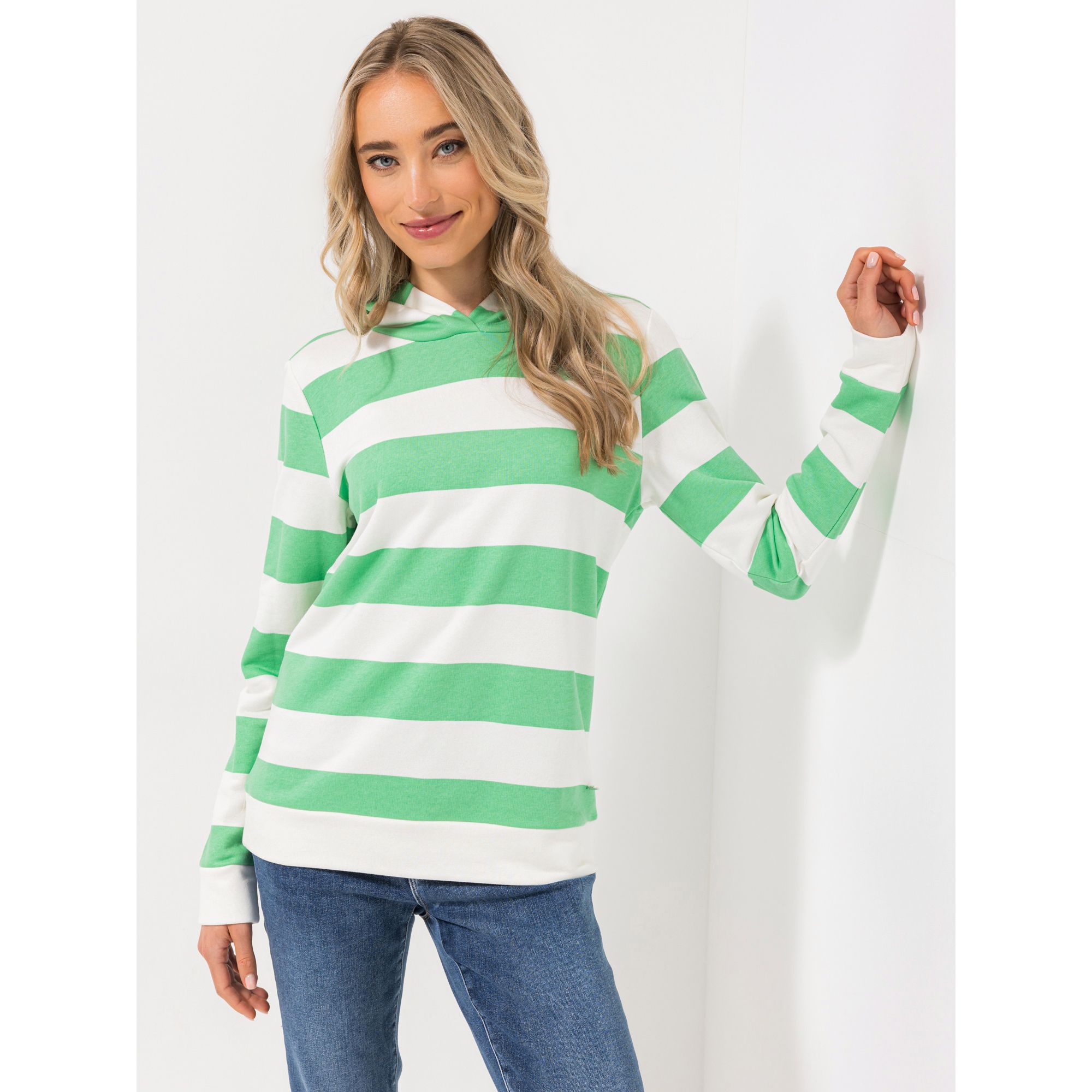 STRANDFEIN Sweatshirt mit Kapuze Rückendruck figurumspielend