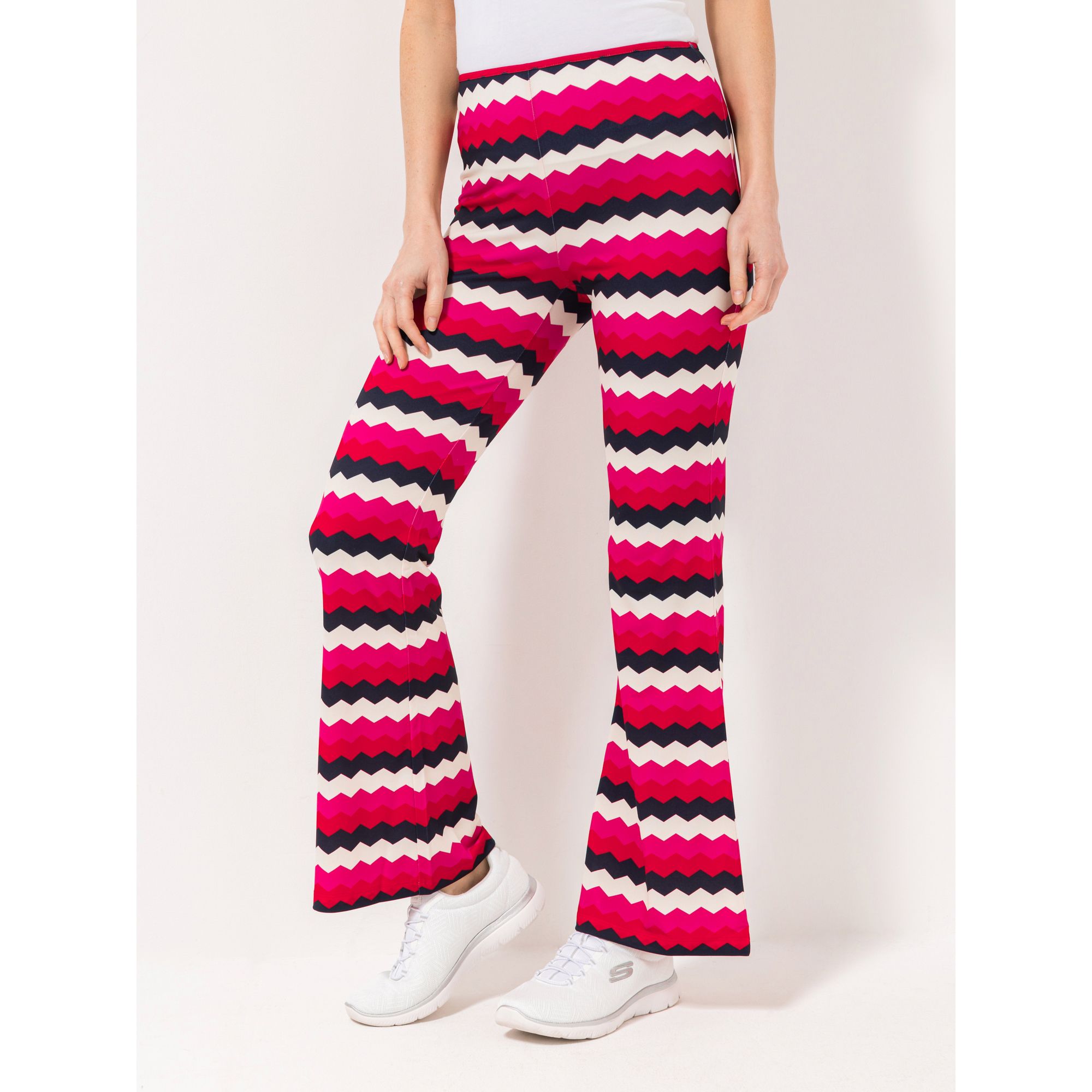 ANNI FOR FRIENDS Hose, lange Form Rundumdehnbund Allover-Druck leicht ausgestellt