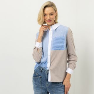 DINE 'N' DANCE Bluse, Langarm gestreift Kragen leger weit