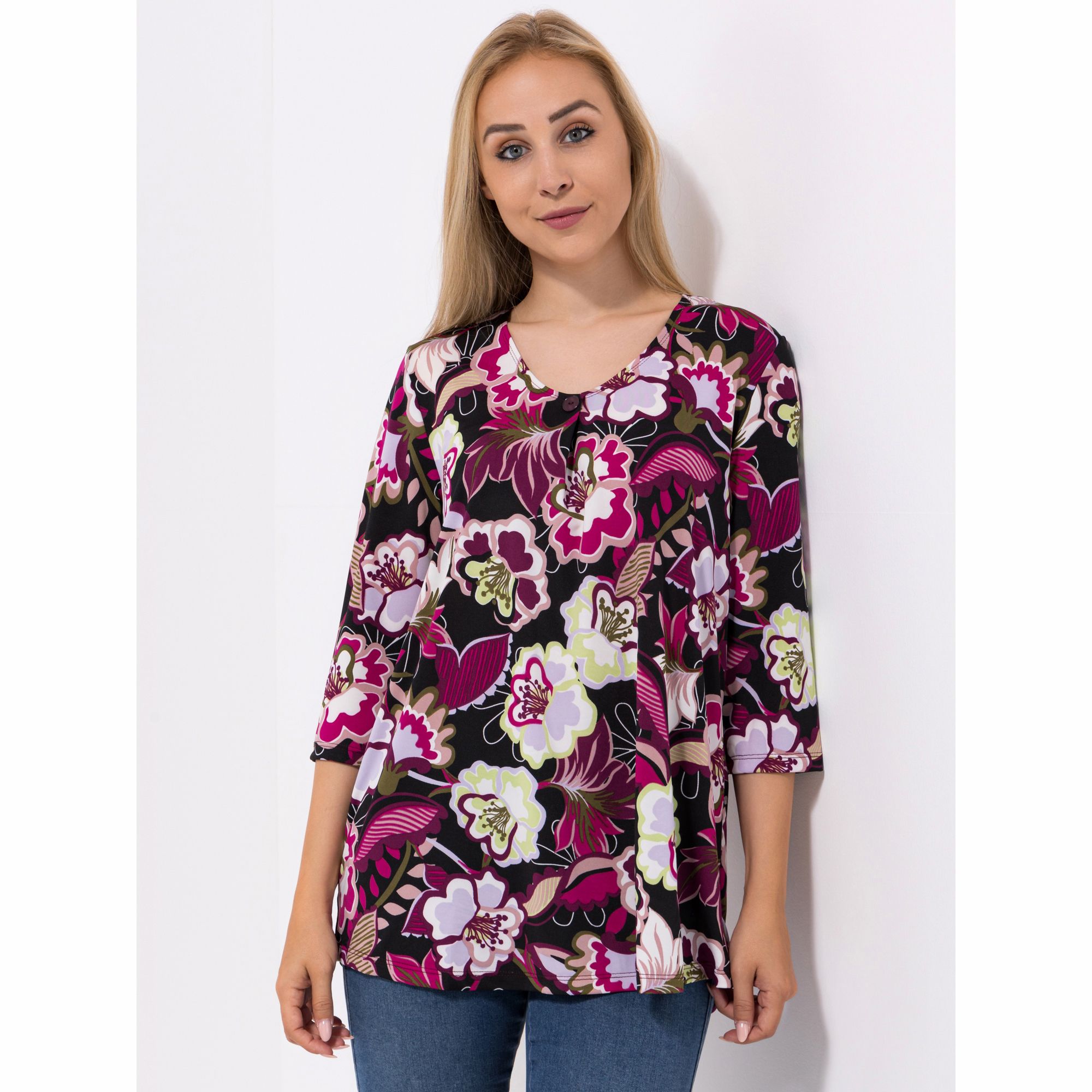 KIM & CO. Shirt, 3/4-Arm Brazil Knit Jersey V-Ausschnitt figurumspielend