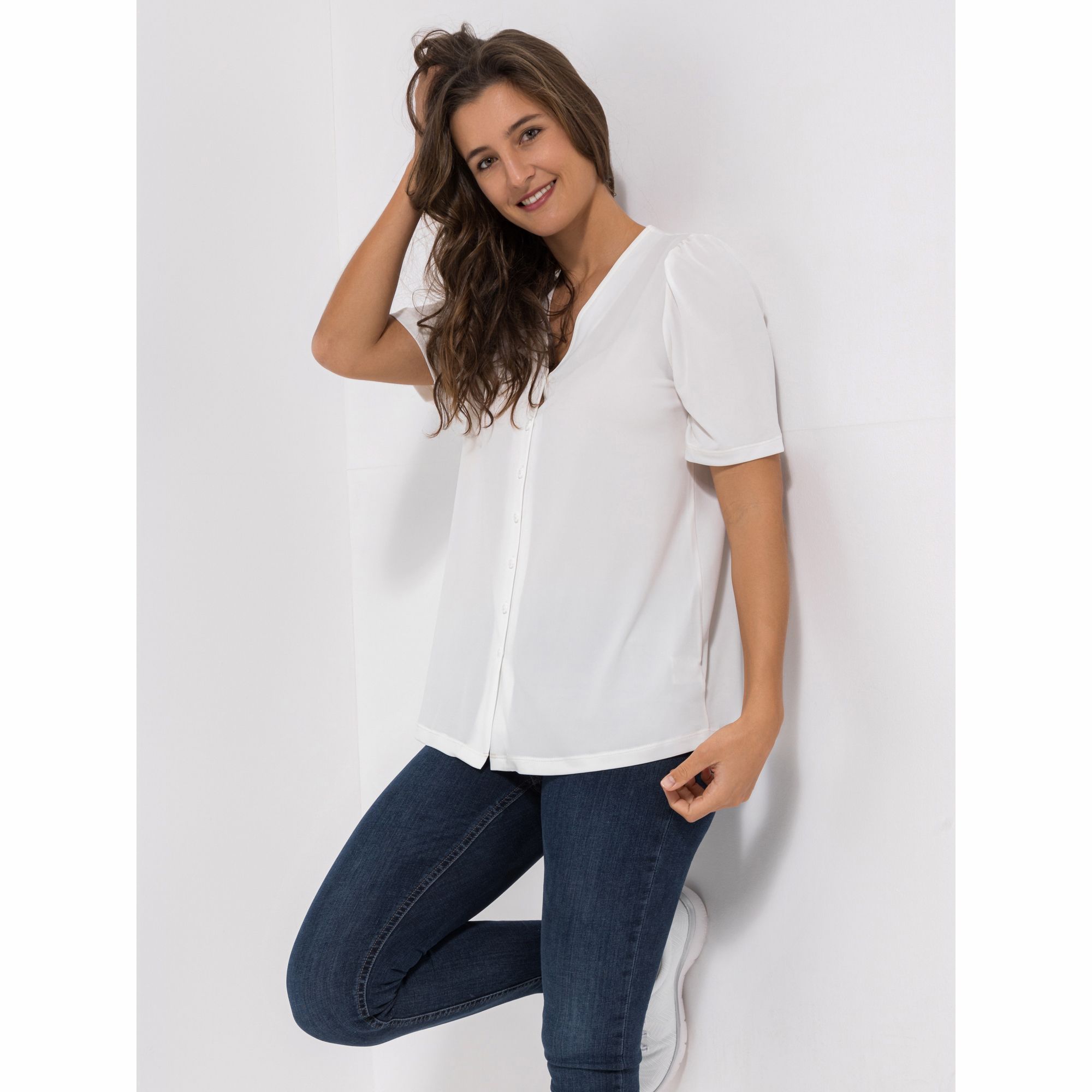 KIM & CO. Shirt, 1/2-Arm Brazil Knit Jersey Knopfleiste figurumspielend