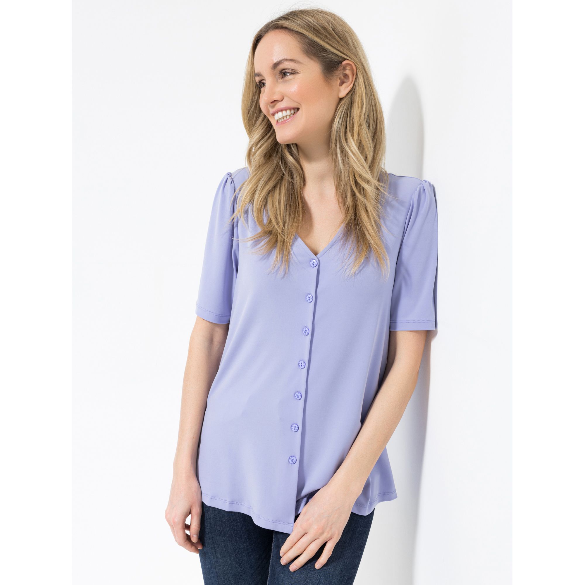 KIM & CO. Shirt, 1/2-Arm Brazil Knit Jersey Knopfleiste figurumspielend
