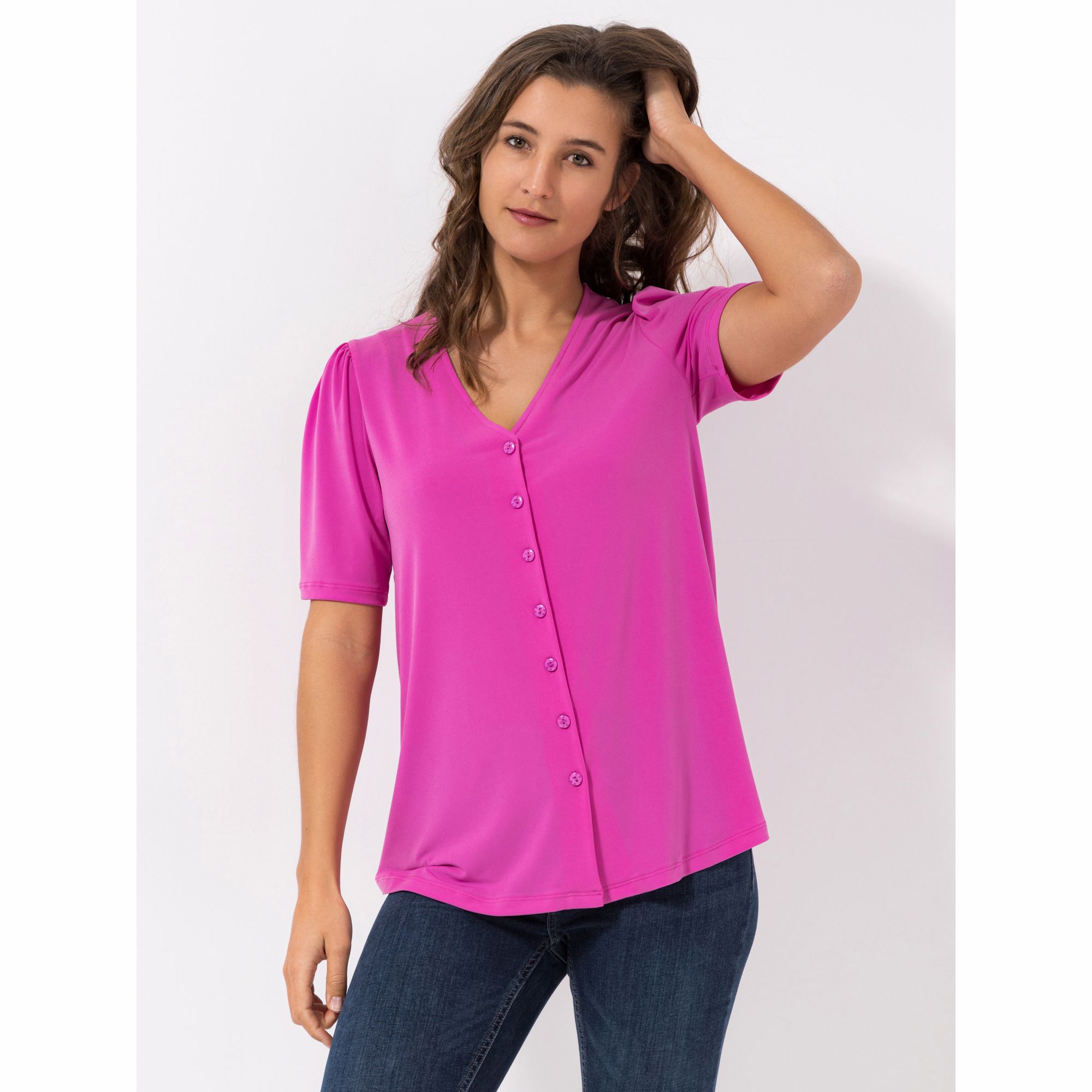 KIM & CO. Shirt, 1/2-Arm Brazil Knit Jersey Knopfleiste figurumspielend