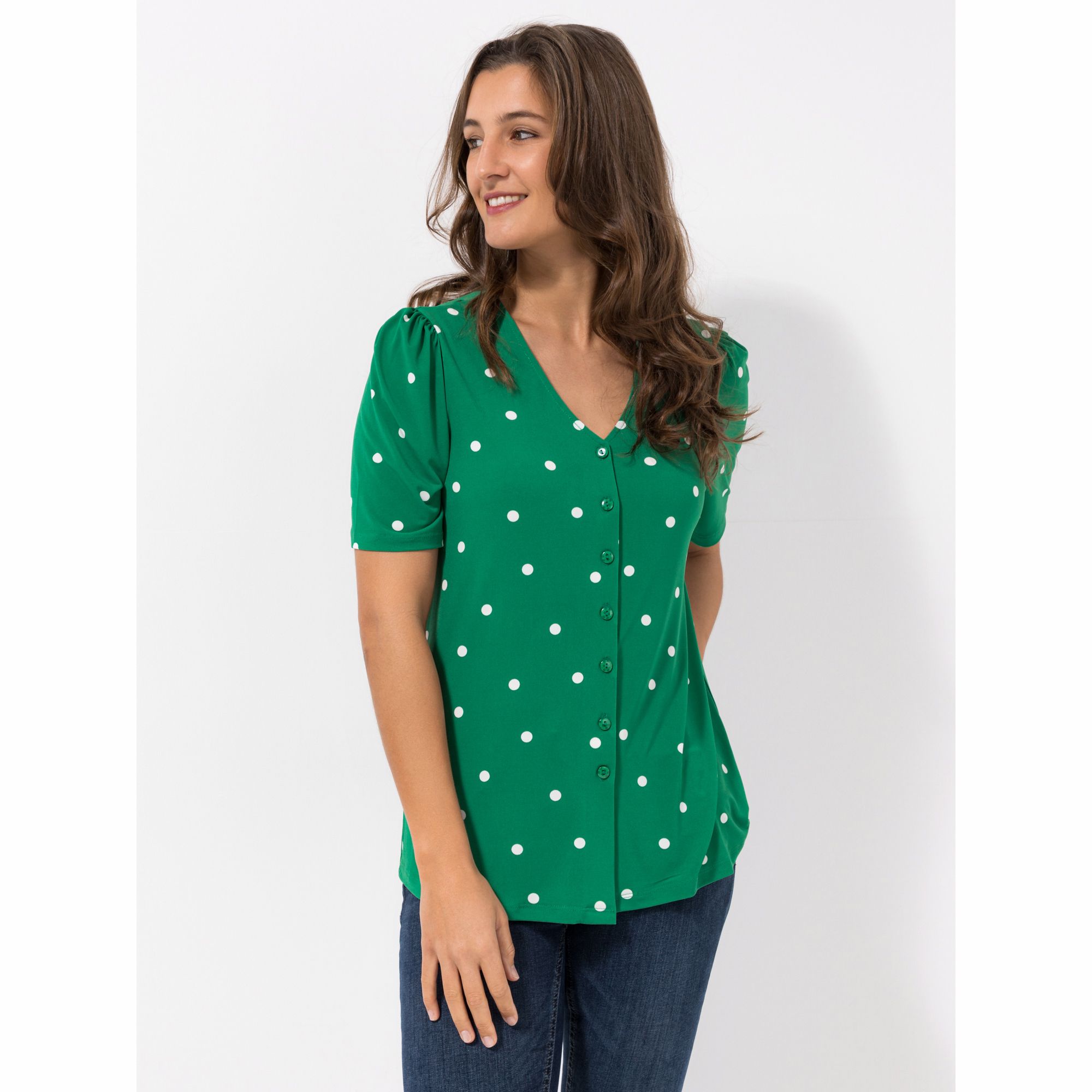 KIM & CO. Shirt, 1/2-Arm Brazil Knit Jersey Knopfleiste figurumspielend