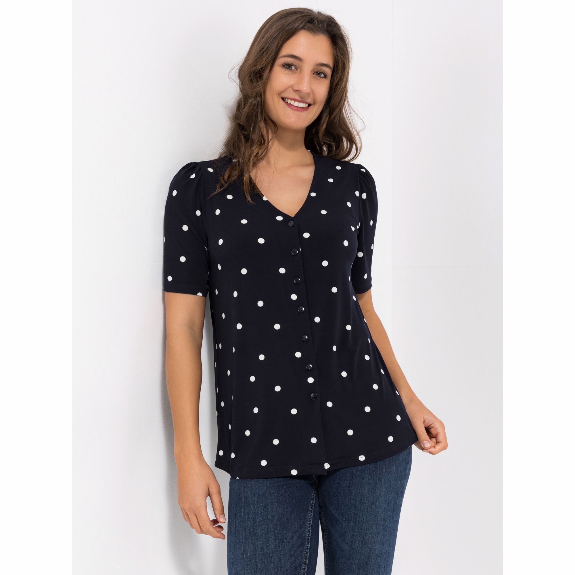 KIM & CO. Shirt, 1/2-Arm Brazil Knit Jersey Knopfleiste figurumspielend