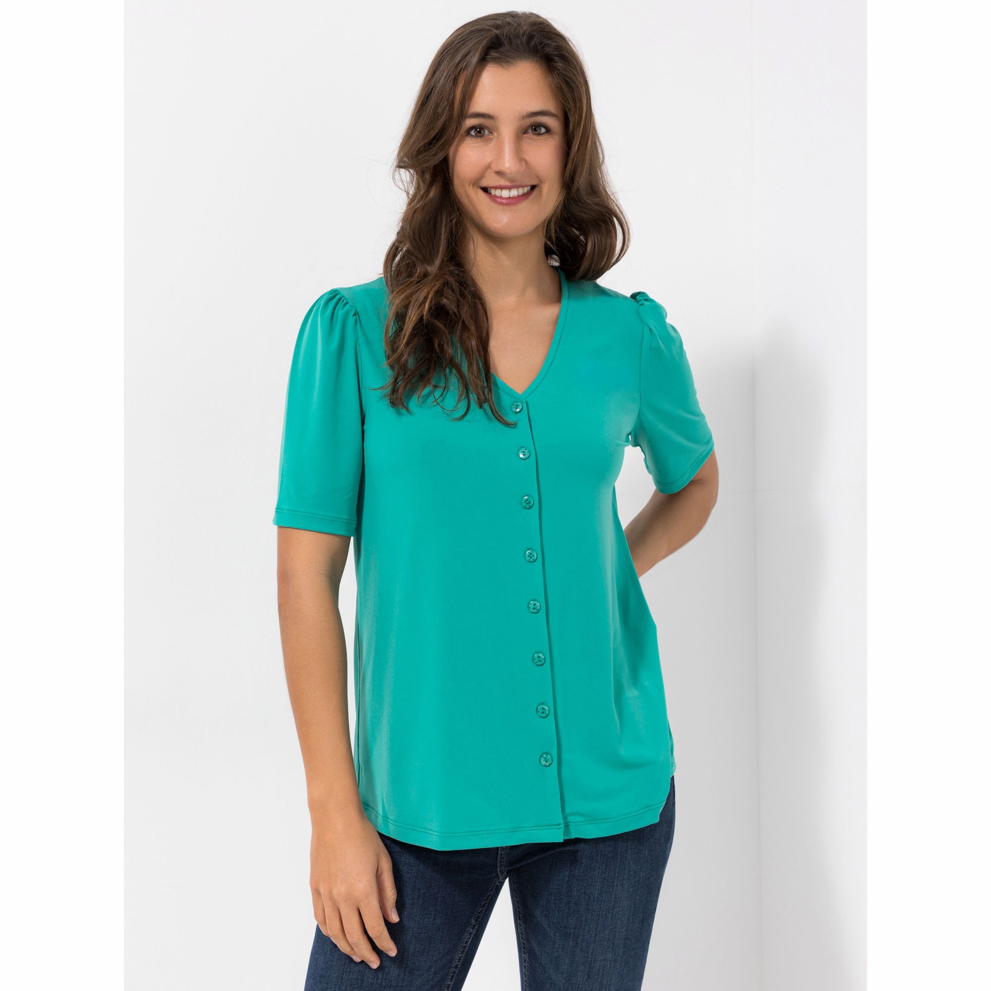 KIM & CO. Shirt, 1/2-Arm Brazil Knit Jersey Knopfleiste figurumspielend