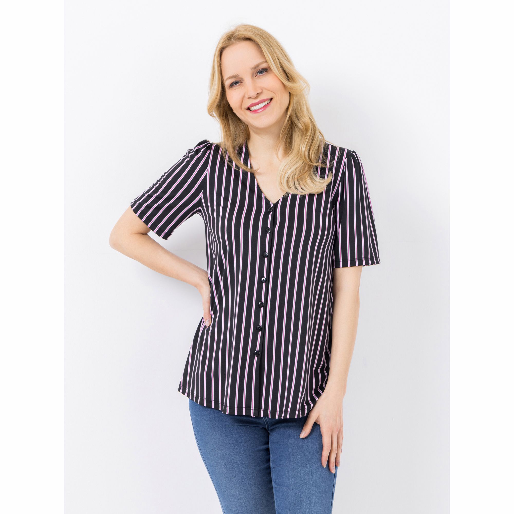 KIM & CO. Shirt, 1/2-Arm Brazil Knit Jersey Knopfleiste figurumspielend