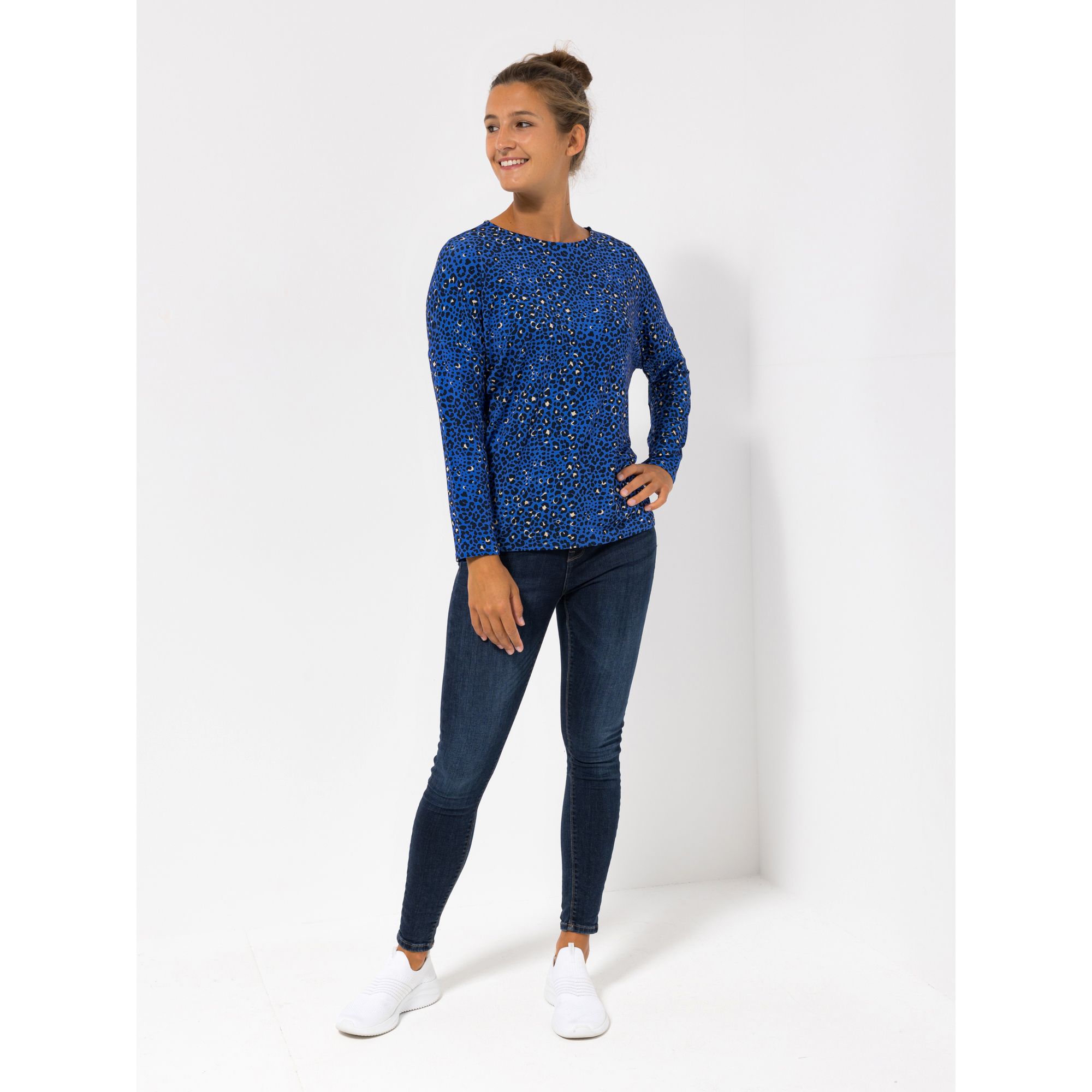 EVA LUTZ Shirt, 1/1-Arm Rundhalsausschnitt Allover-Druck oversize