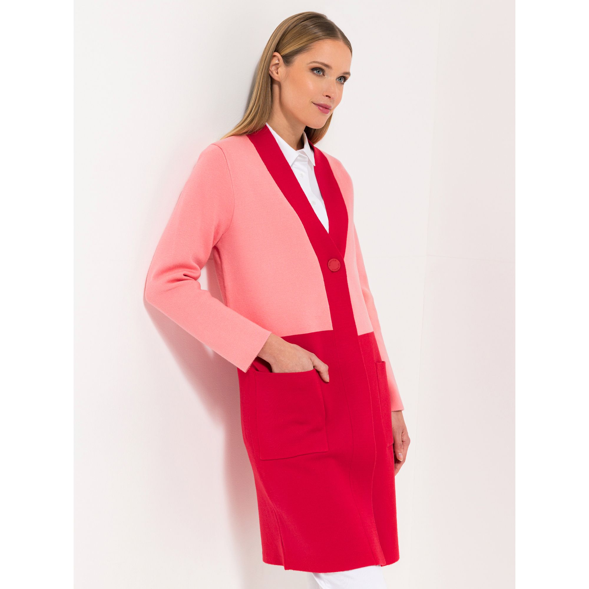 STEFFEN SCHRAUT Strickmantel Lyon aufgesetzte Taschen Kontrastdetail figurumspielend