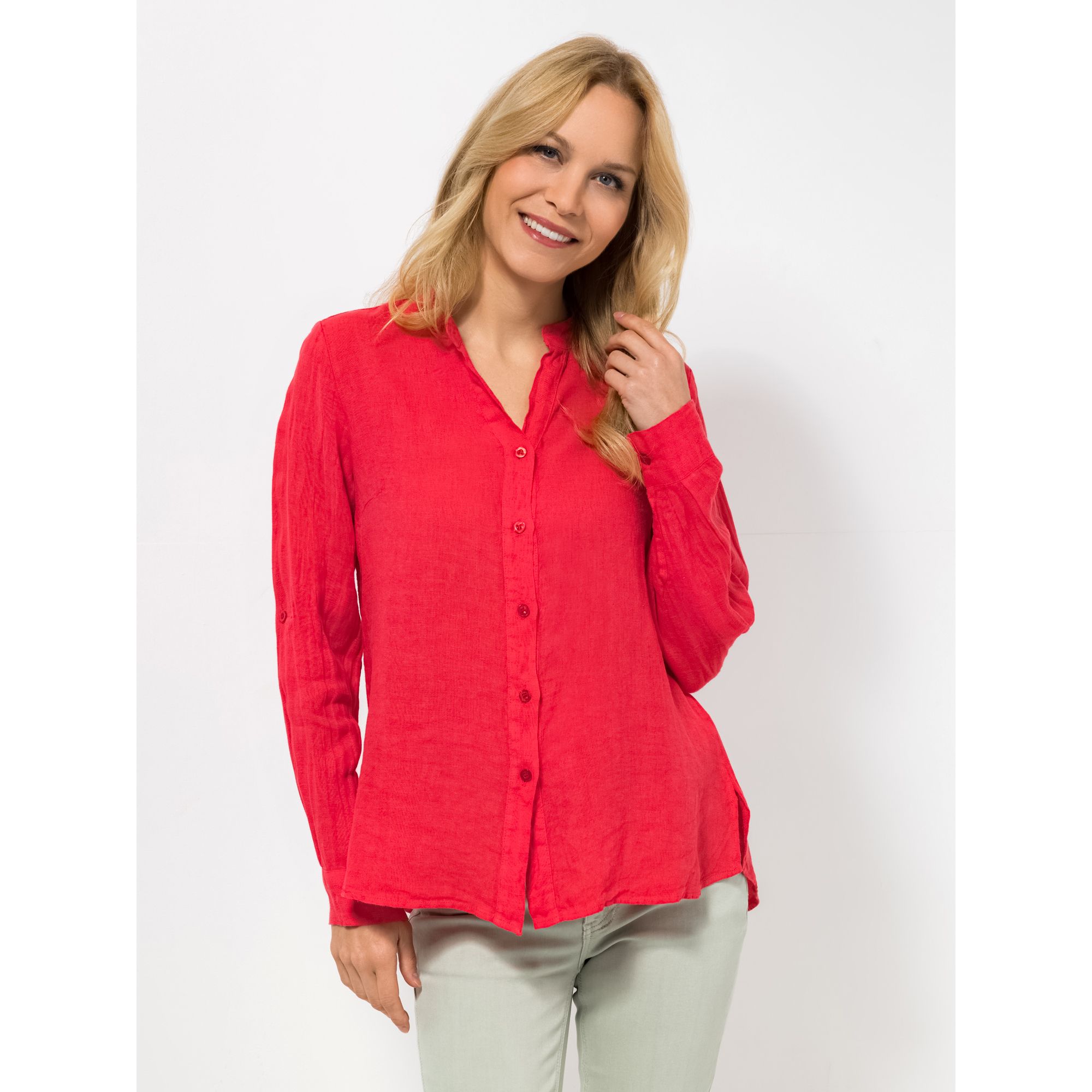 DINE 'N' DANCE Bluse Frida, 1/1-Arm Leinen Seitenschlitze leger weit