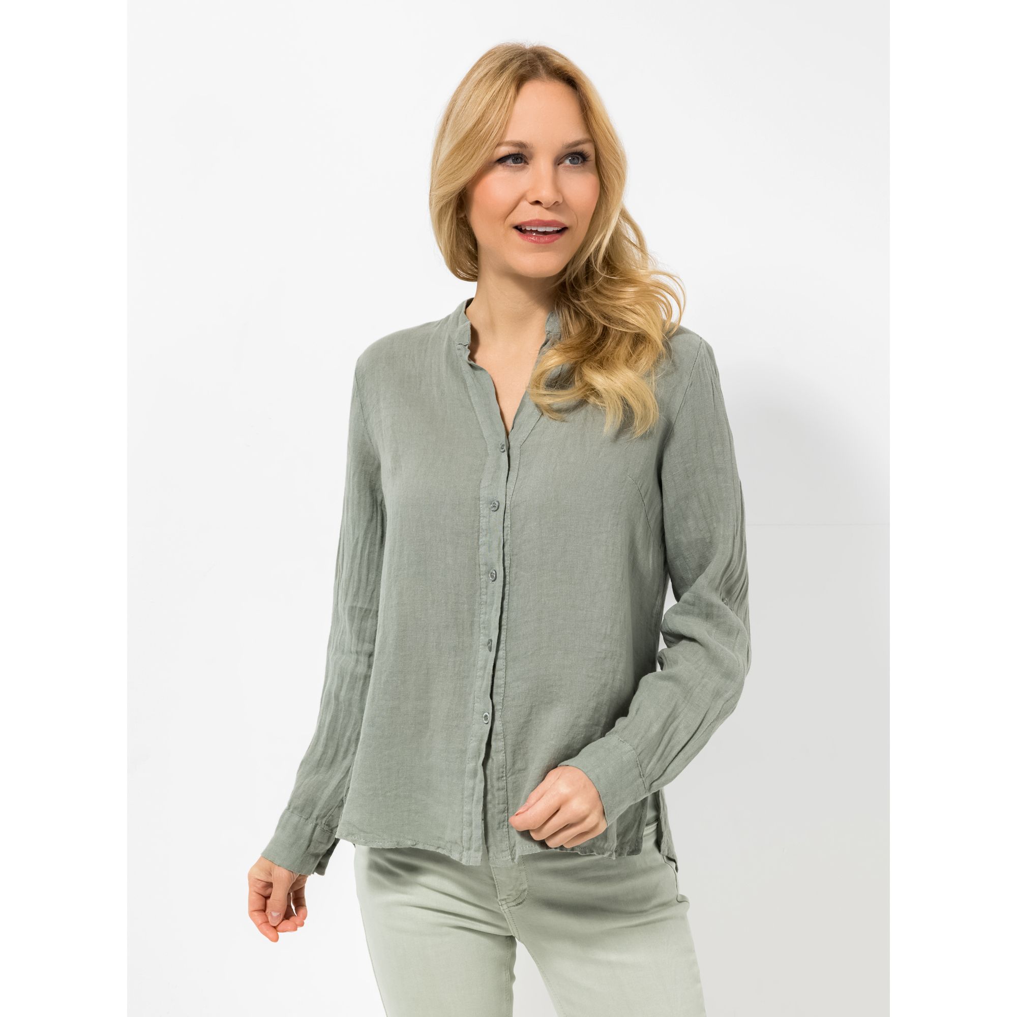 DINE 'N' DANCE Bluse Frida, 1/1-Arm Leinen Seitenschlitze leger weit