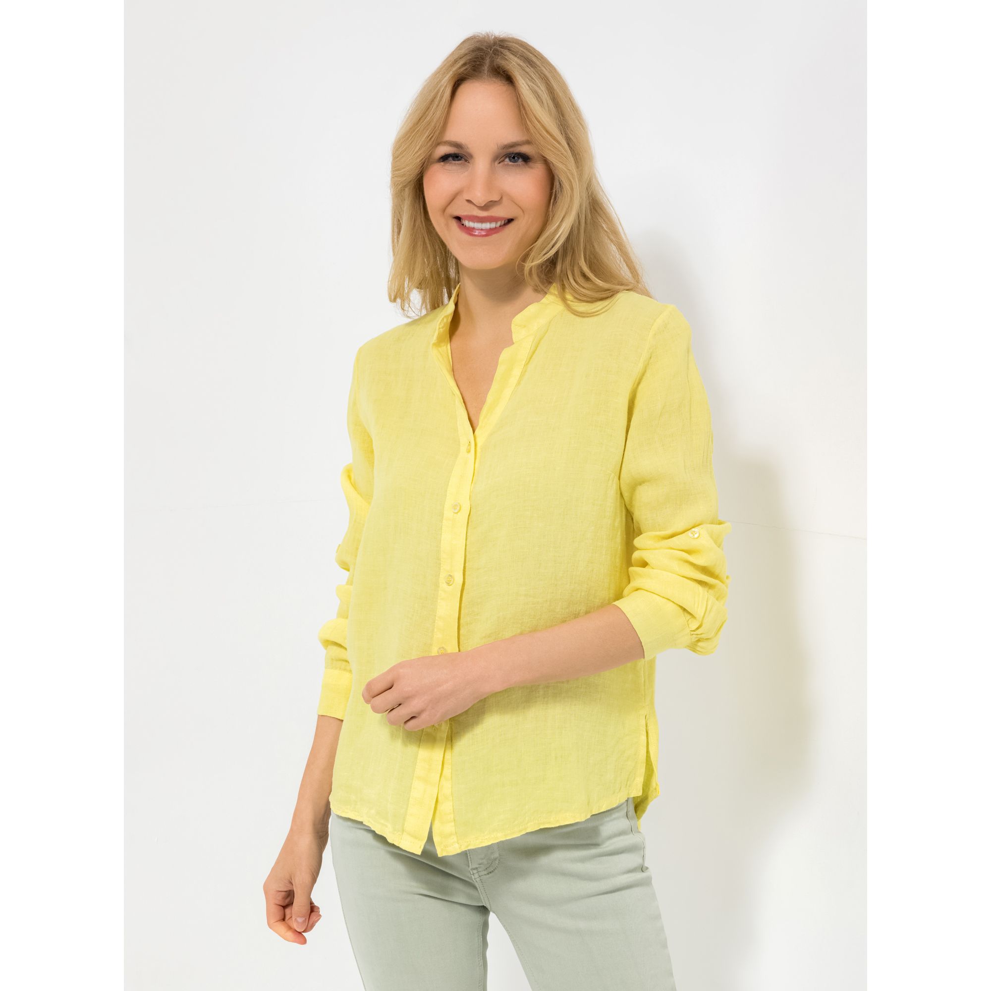 DINE 'N' DANCE Bluse Frida, 1/1-Arm Leinen Seitenschlitze leger weit