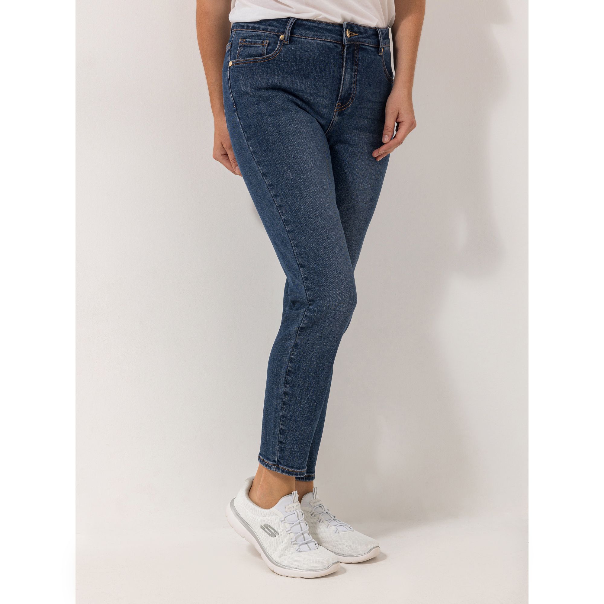 ANNI FOR FRIENDS Jeanshose 5-Pocket-Style A-Stickerei knöchellang