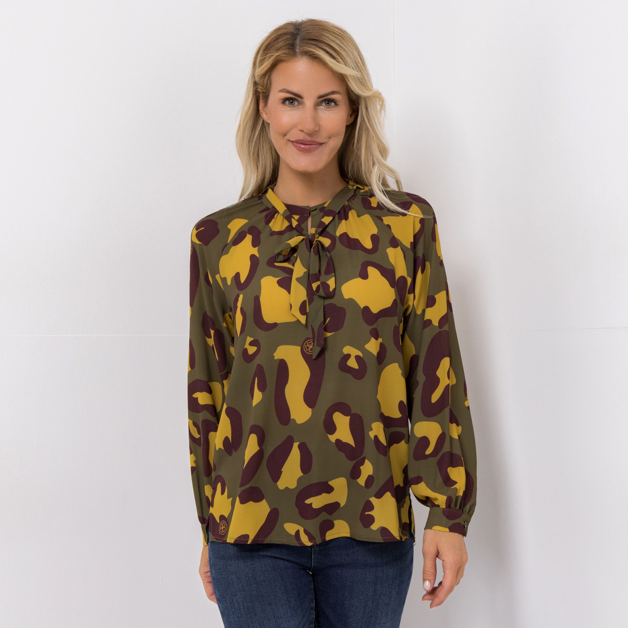 DAWID by Dawid Tomaszewski Bluse, Alloverprint Bindeband leger weit