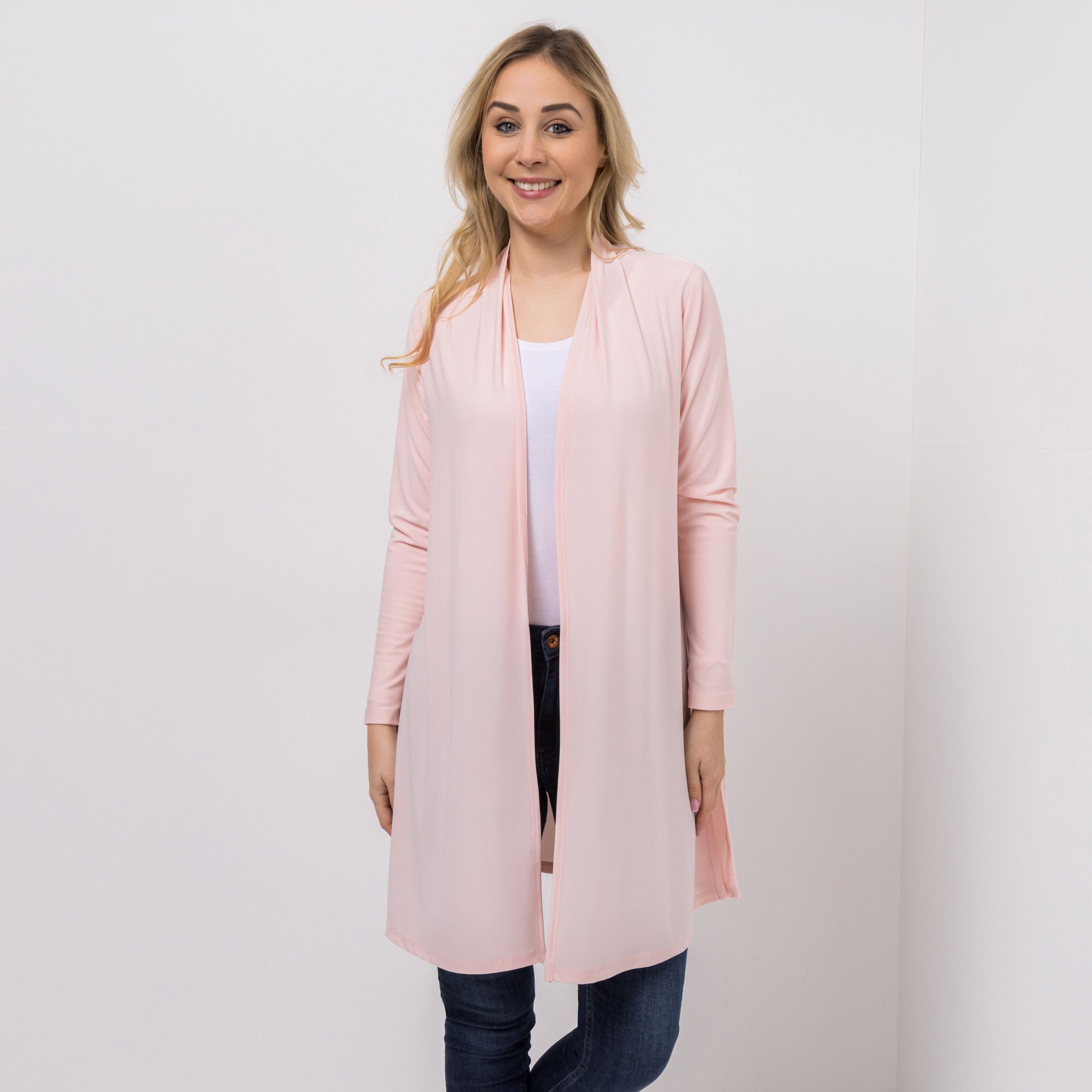 KIM & CO. Longcardigan, Langarm Brazil Knit Jersey offene Front figurumspielend