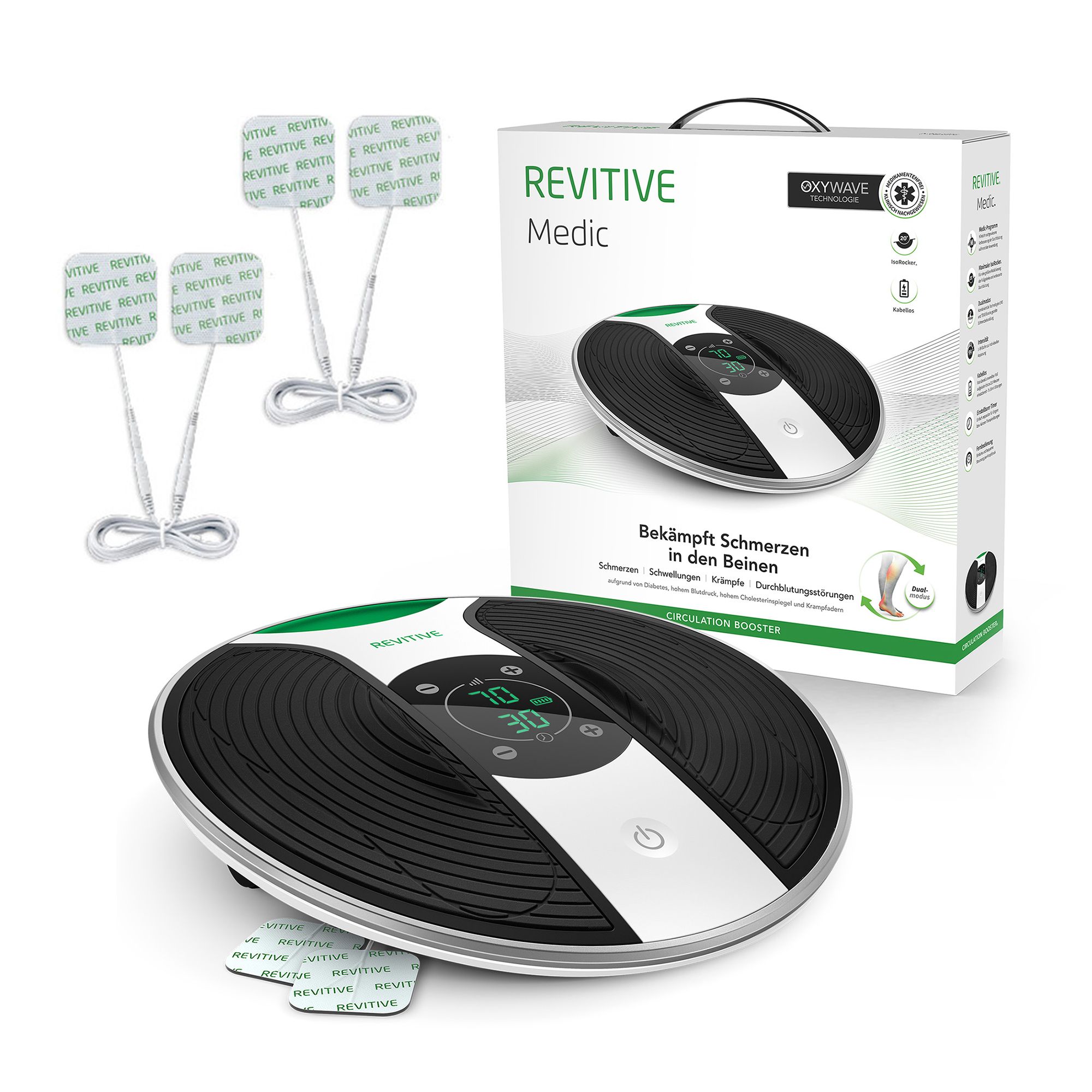Revitive® Medic Durchblutungs- Stimulator OxyWave- Technologie inkl. 3 Paar Elektroden Pads