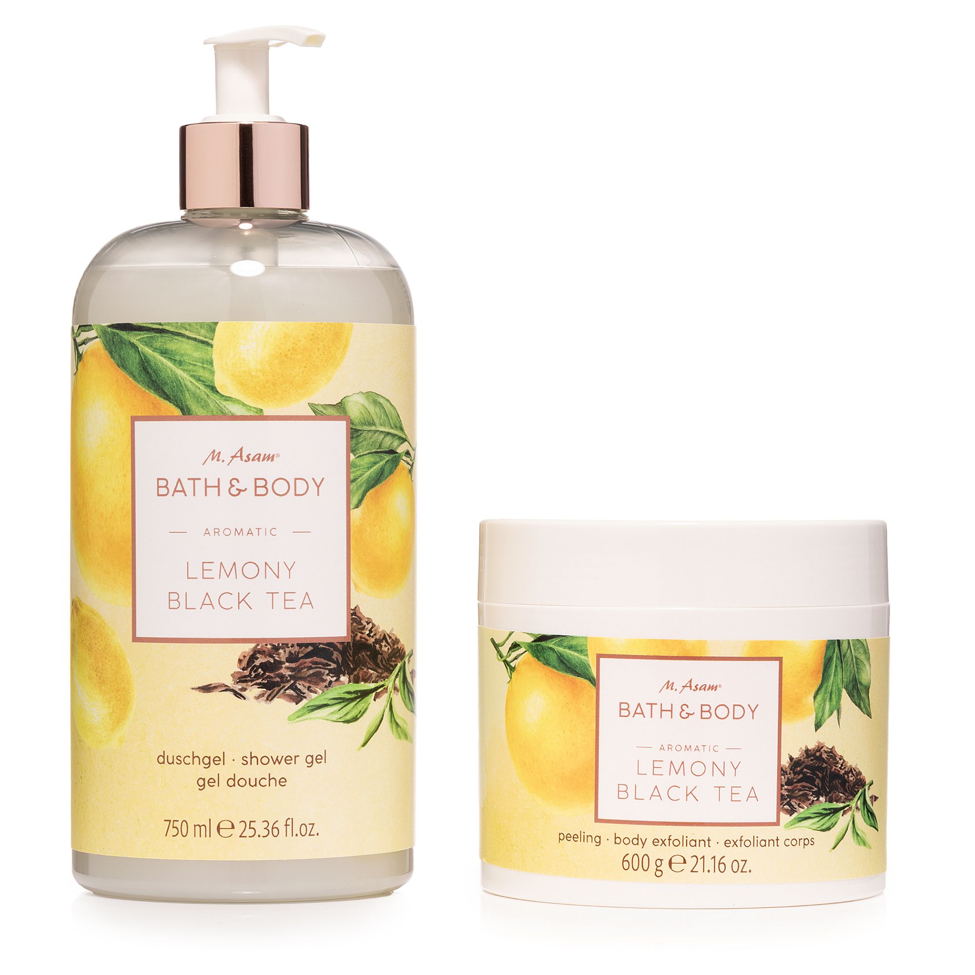 M.ASAM® Lemony Black Tea Duschgel 750ml, Peeling 600g