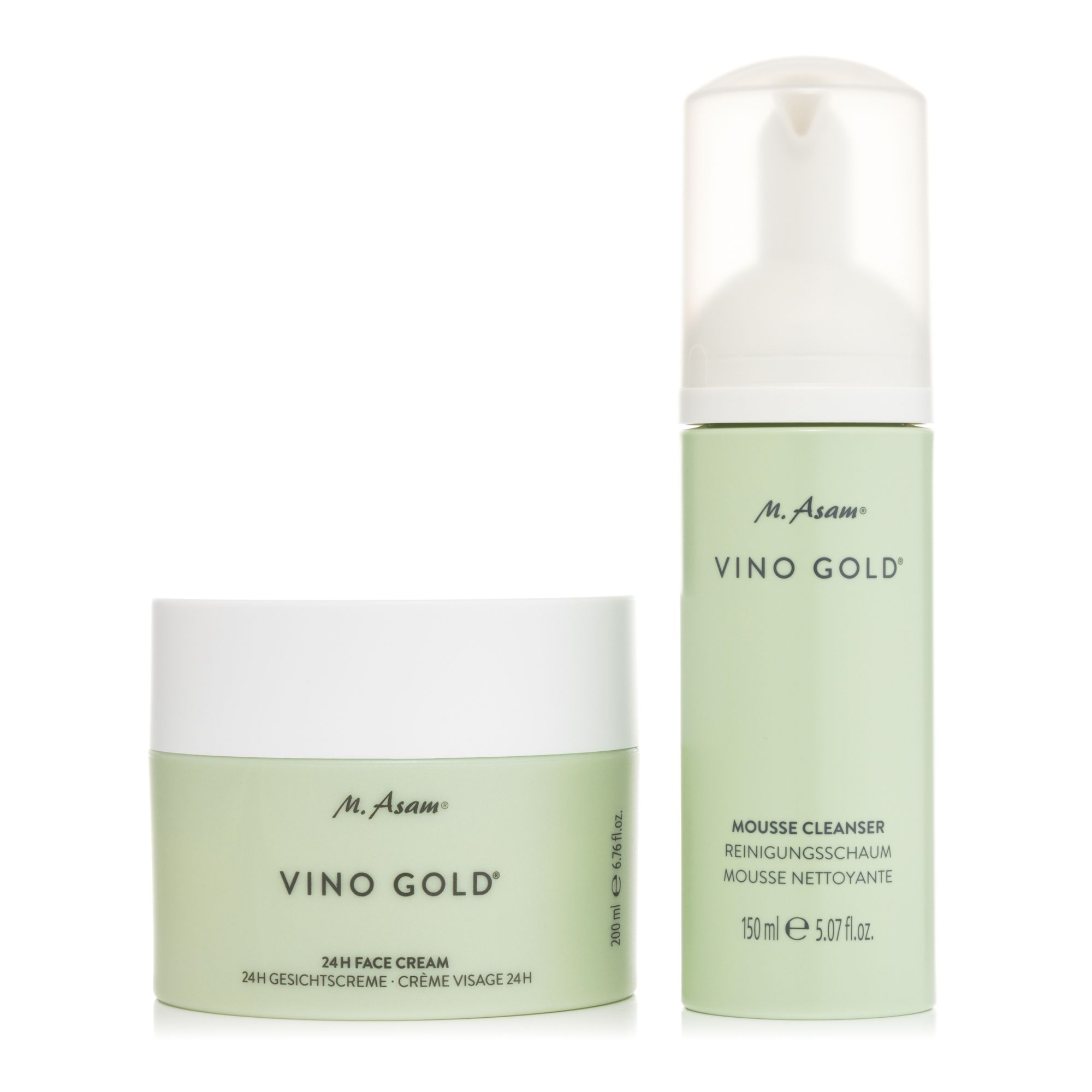 M.ASAM® Vino Gold® 24H Face Cream 200ml, Mousse Cleanser 150ml