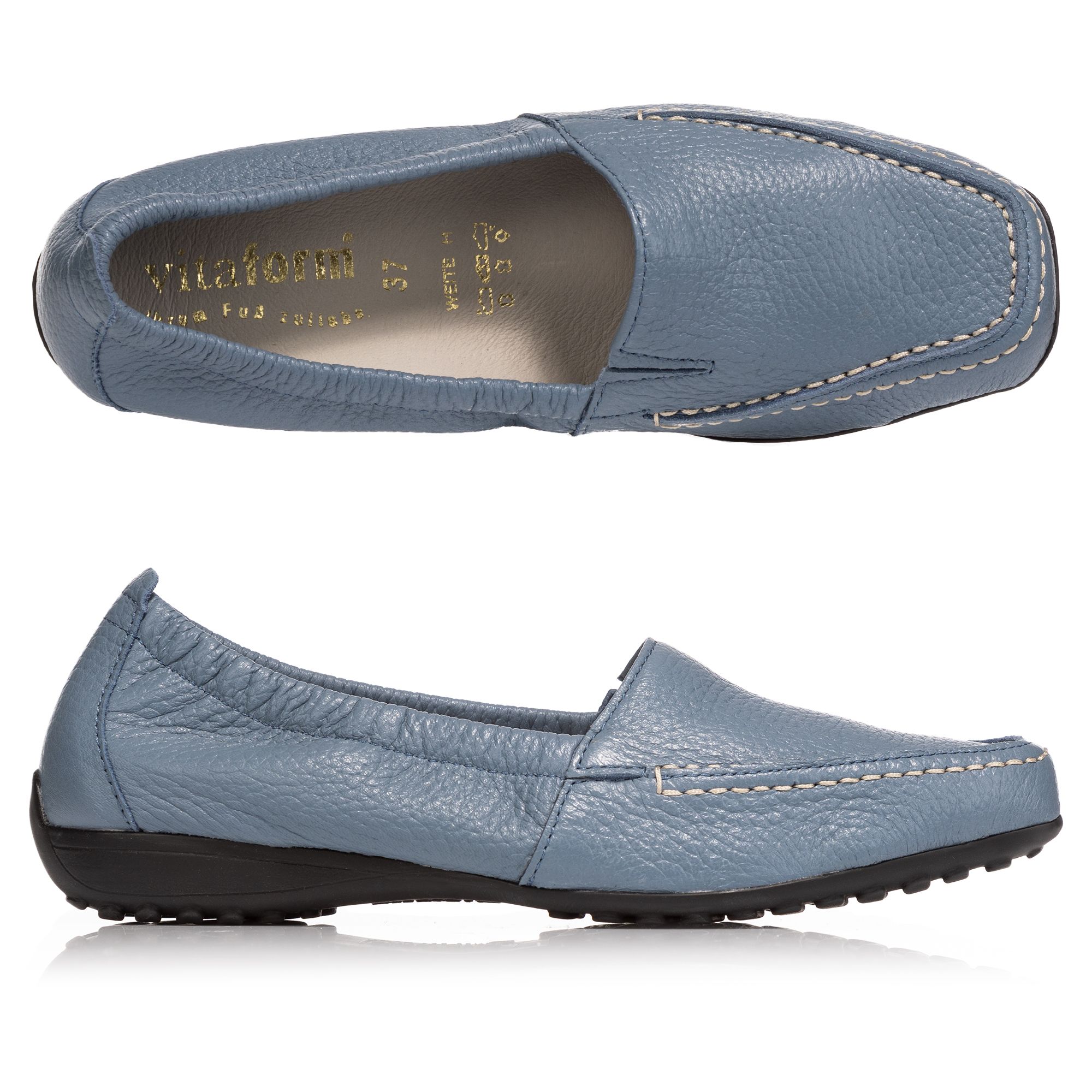 VITAFORM Damen-Mokassin Hirschleder flexibler Einfass Sohle Hanne