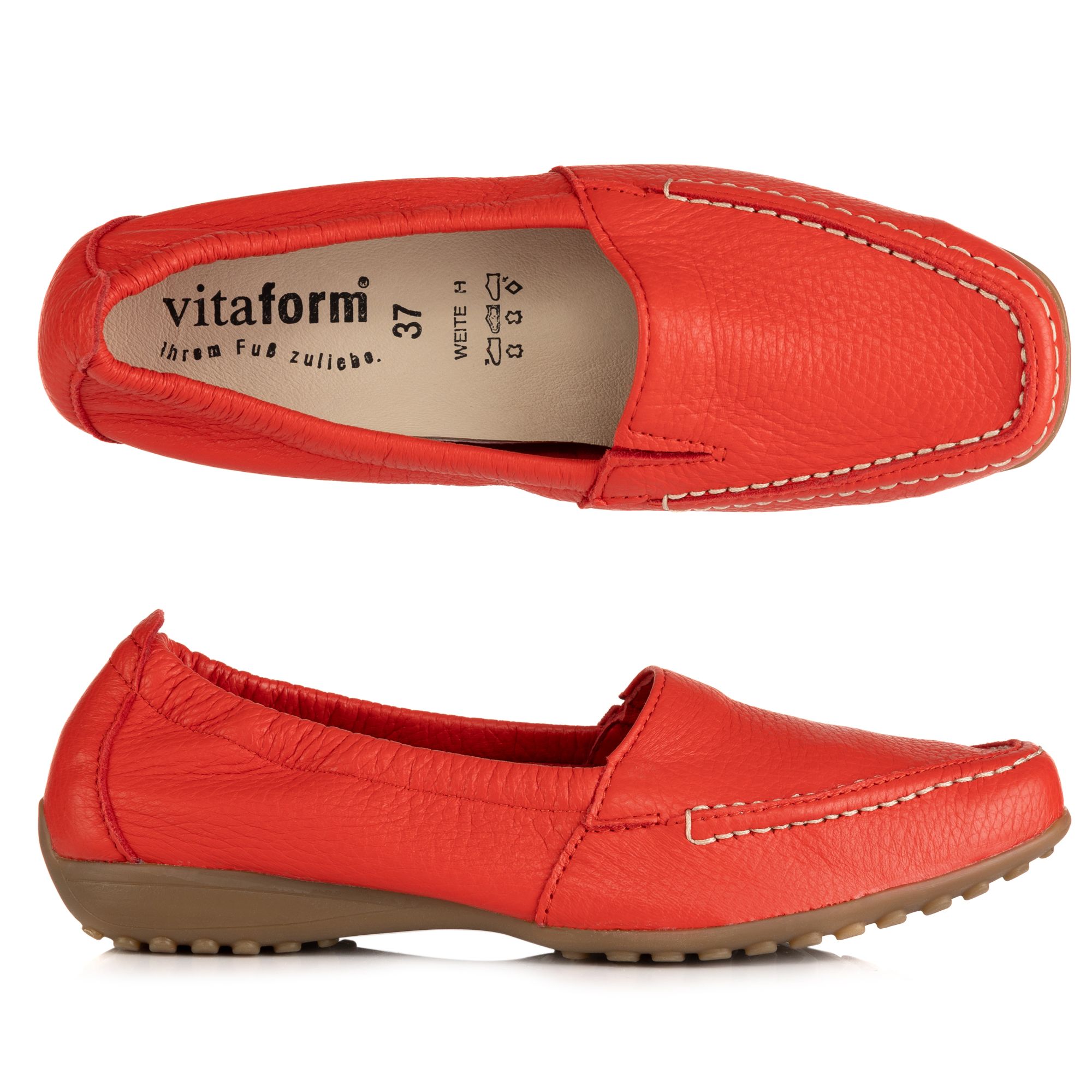 VITAFORM Damen-Mokassin Hirschleder flexibler Einfass Sohle Hanne