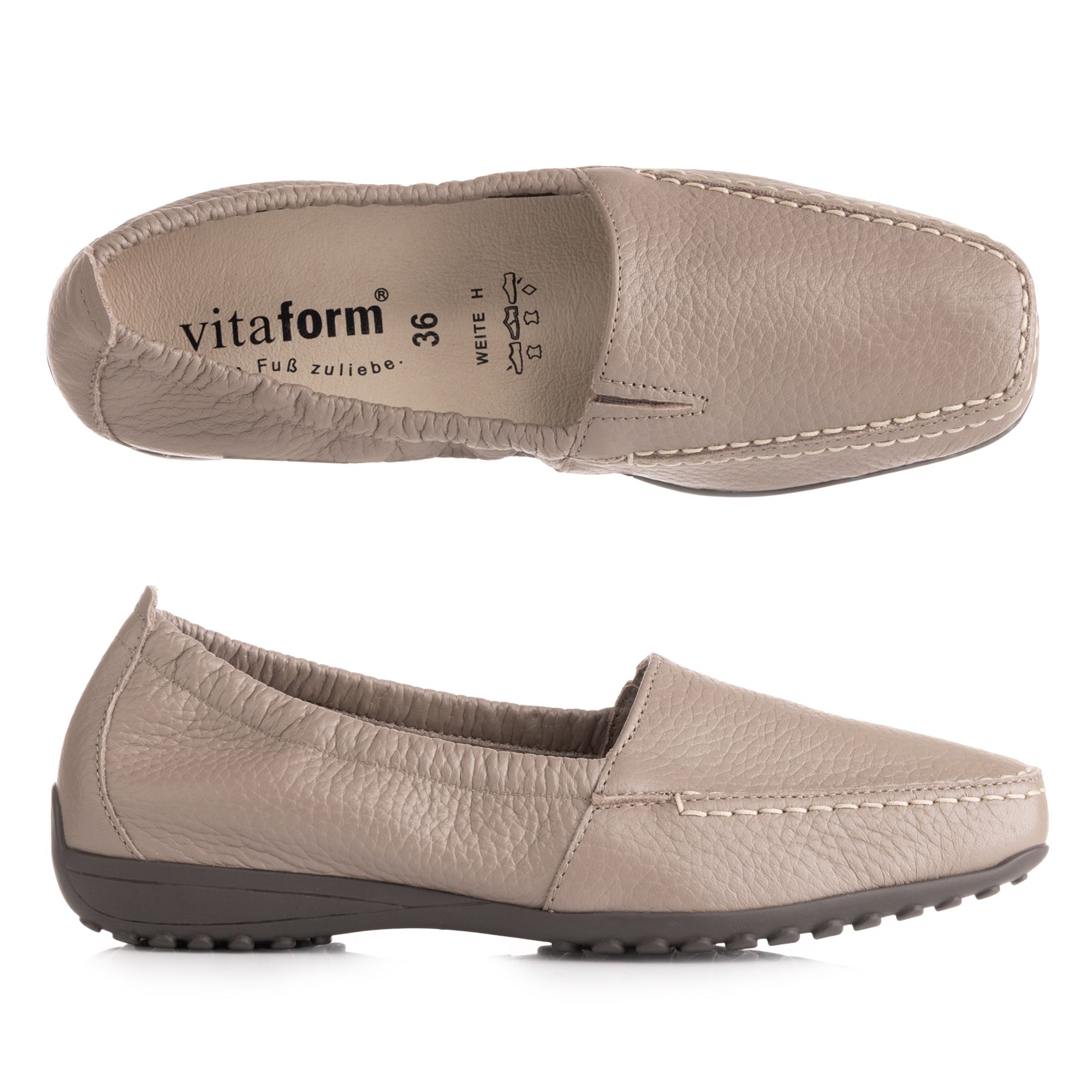 VITAFORM Damen-Mokassin Hirschleder flexibler Einfass Sohle Hanne