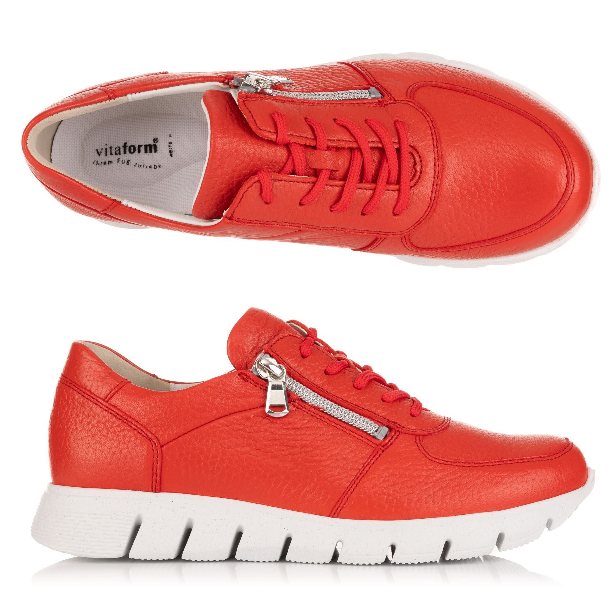 VITAFORM Damen-Sneaker Hirschleder seitl. Reißverschluss Leichtsohle