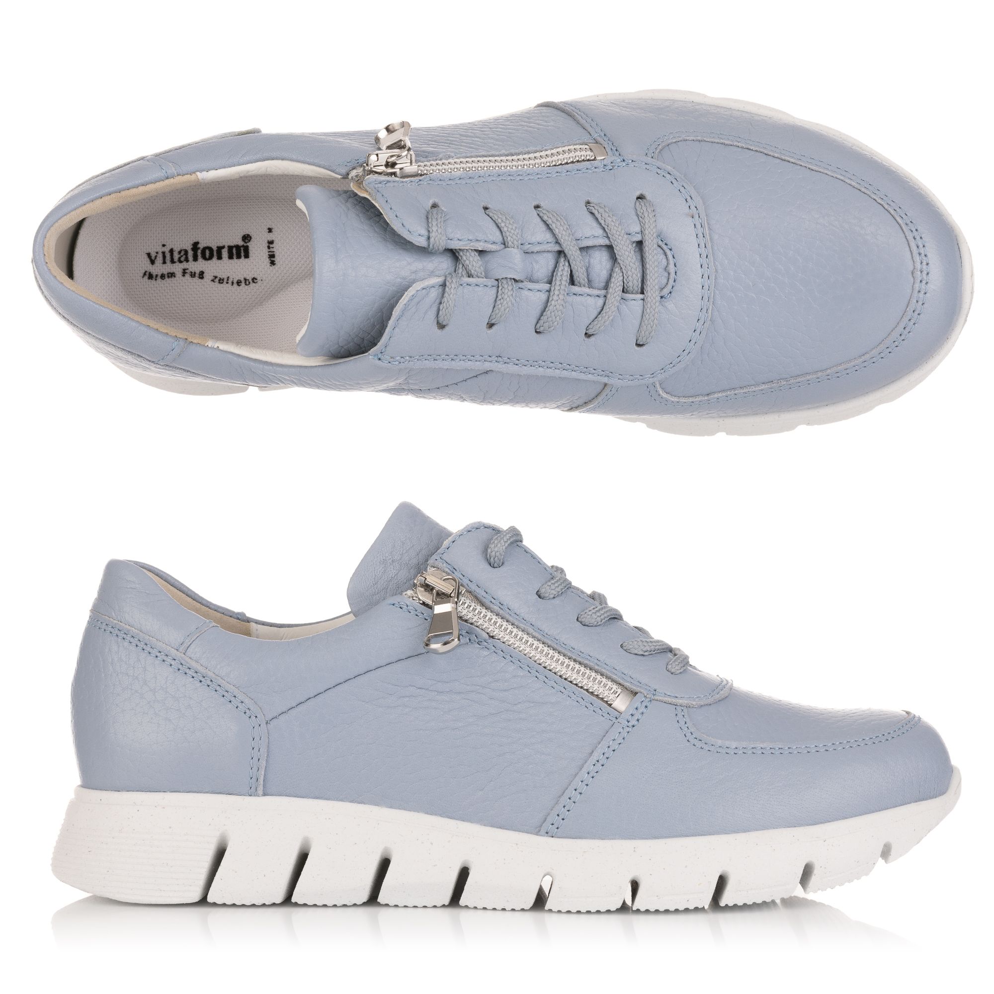 VITAFORM Damen-Sneaker Hirschleder seitl. Reißverschluss Leichtsohle