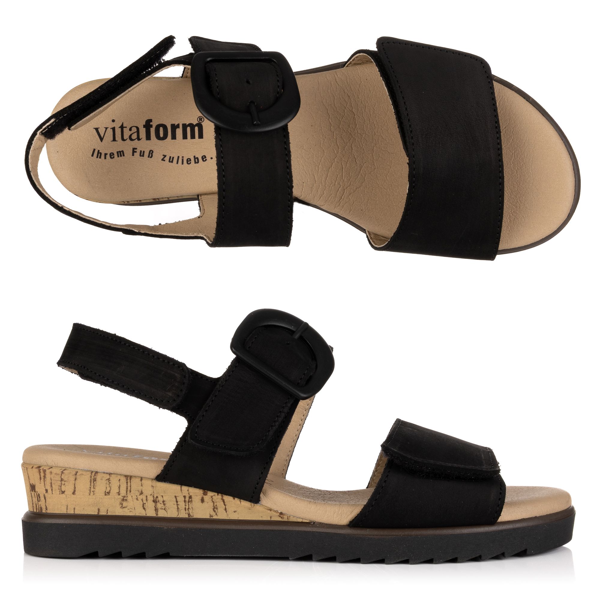 VITAFORM Damen-Sandalette Softnubuk Klettverschlüsse Sohle Chloe