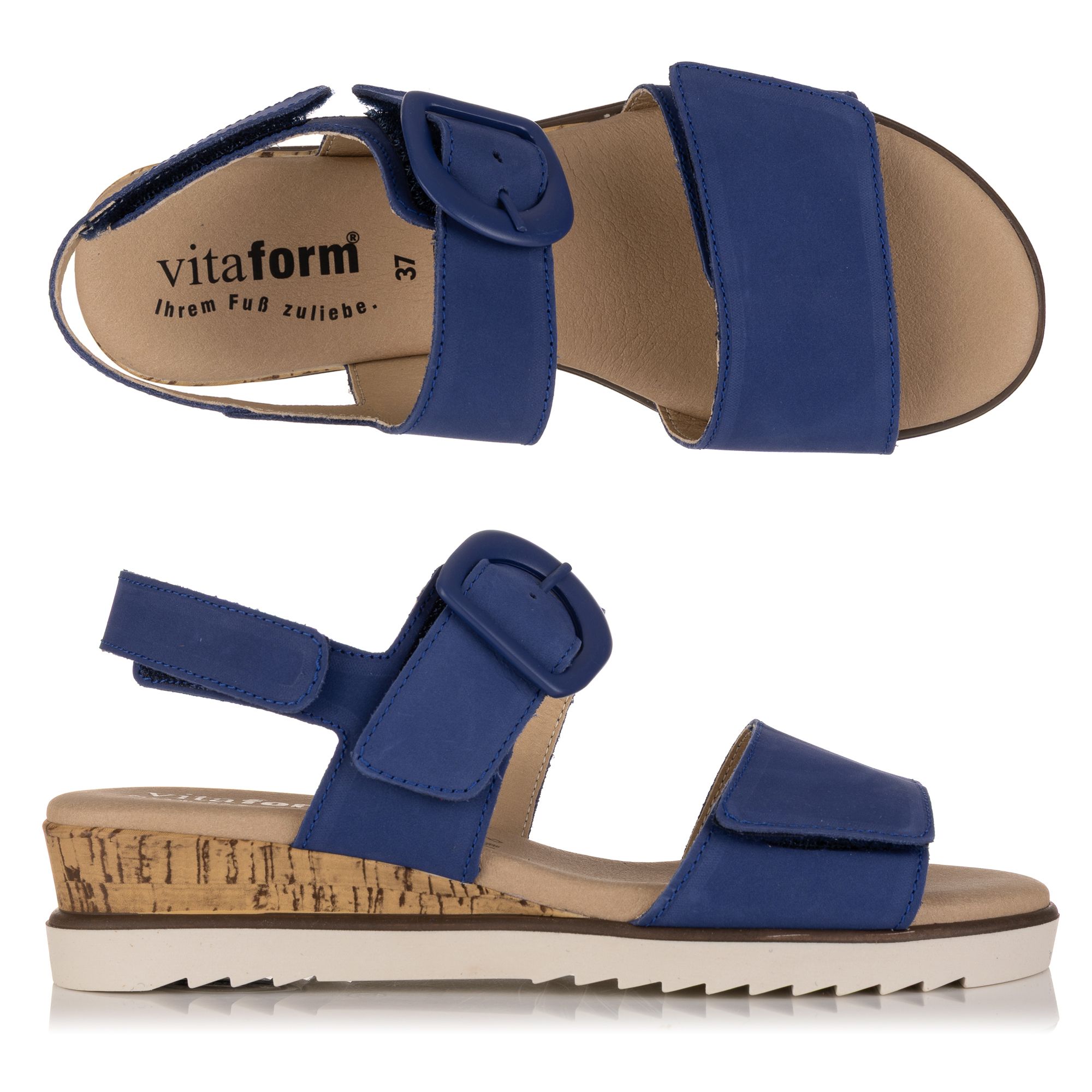 VITAFORM Damen-Sandalette Softnubuk Klettverschlüsse Sohle Chloe