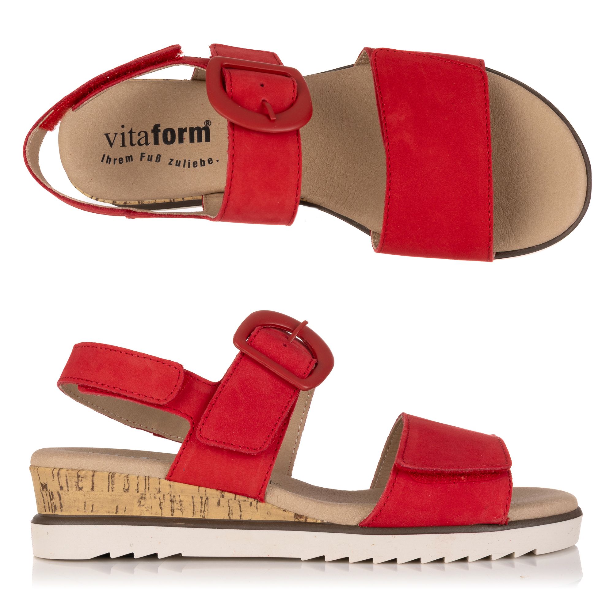 VITAFORM Damen-Sandalette Softnubuk Klettverschlüsse Sohle Chloe