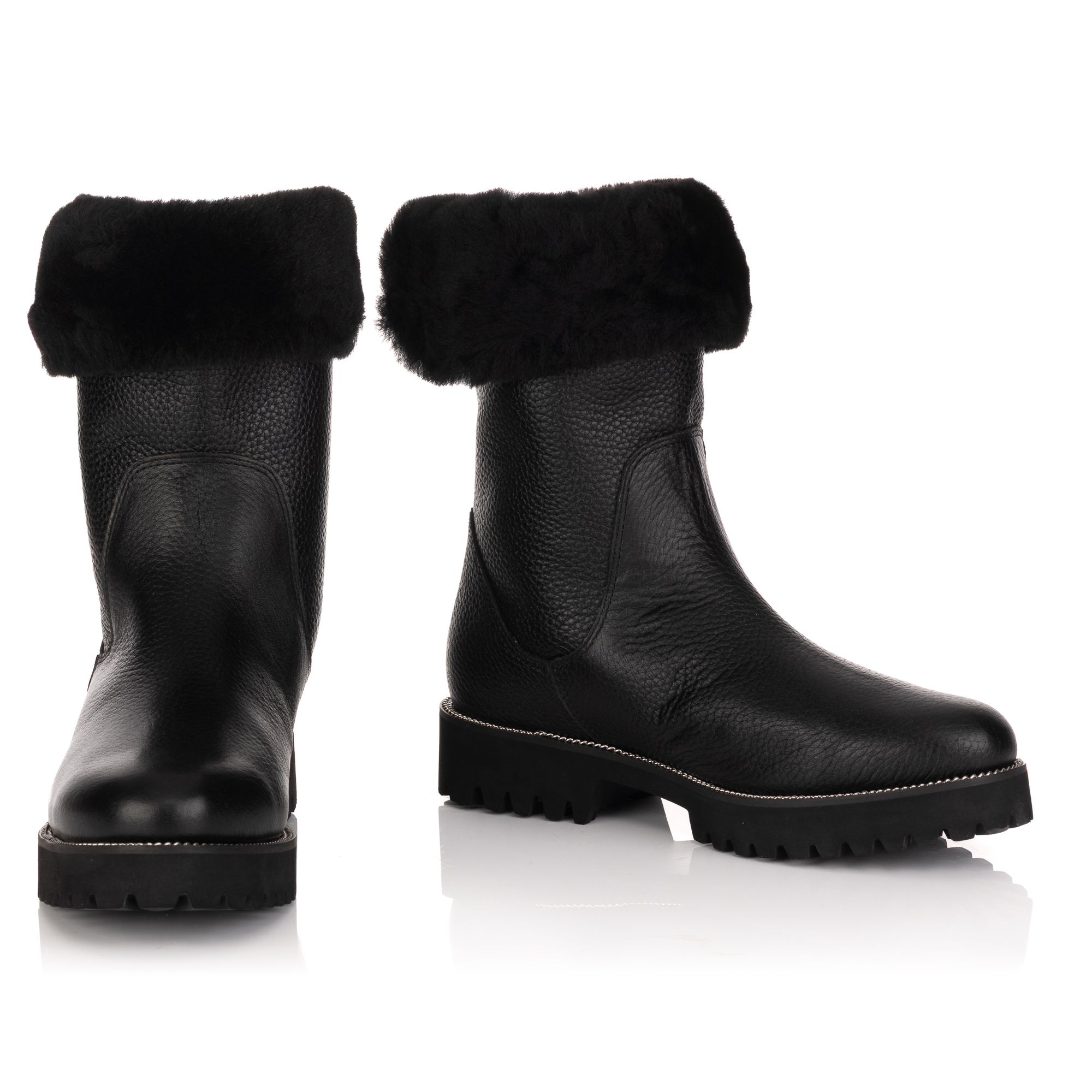 STEFFEN SCHRAUT Damen-Stiefelette Lammfell gefüttert umklappbarer Schaft Echtleder