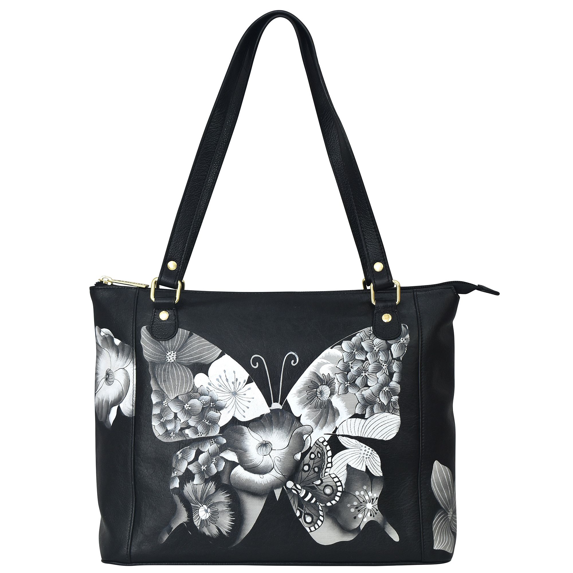 ANUSCHKA® Medium Shopper echt Leder 2 Sicherheitsfächer handbemalt