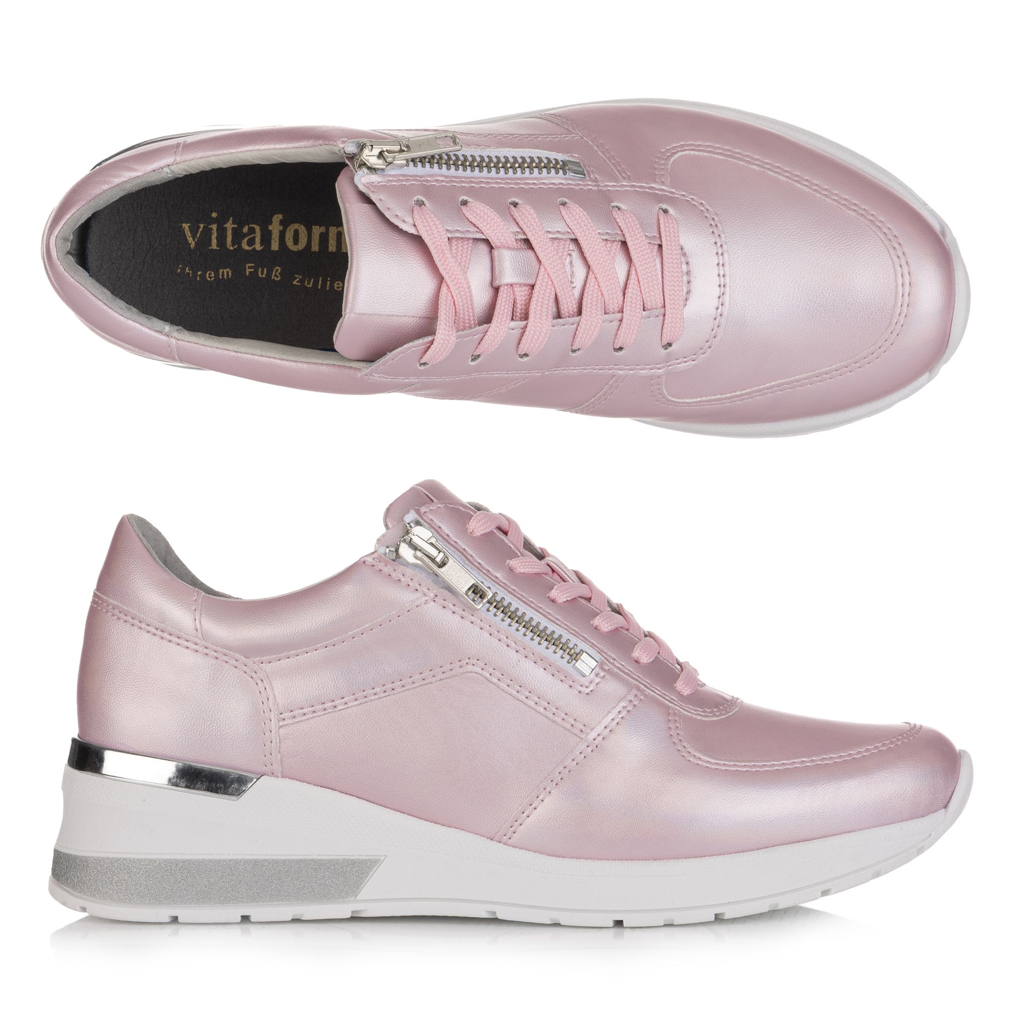 VITAFORM Damen-Sneaker Stretchmaterial Perlmutt-Schimmer Sohle Nina