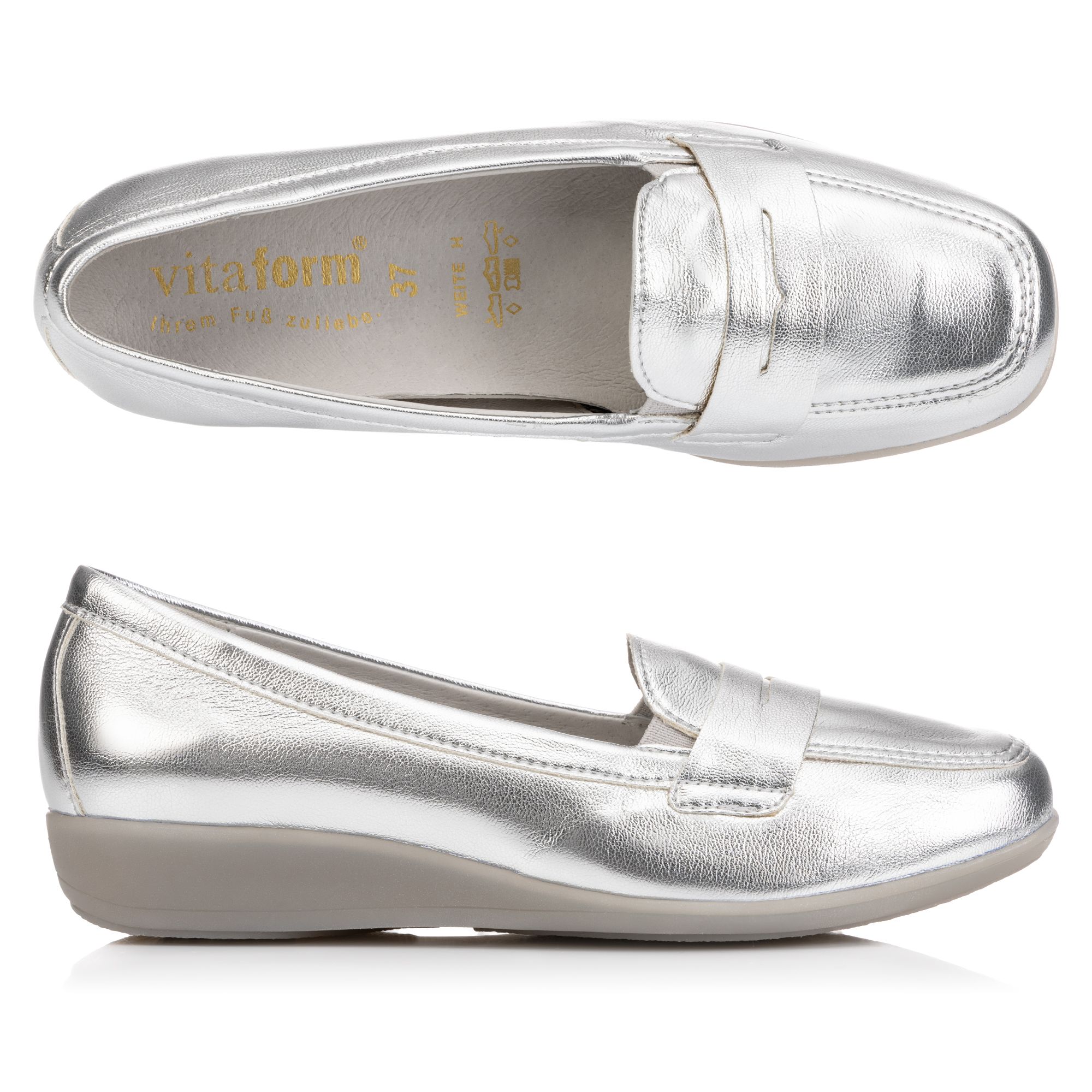 VITAFORM Damen-Slipper Stretchmaterial Metallic Sohle Hilka