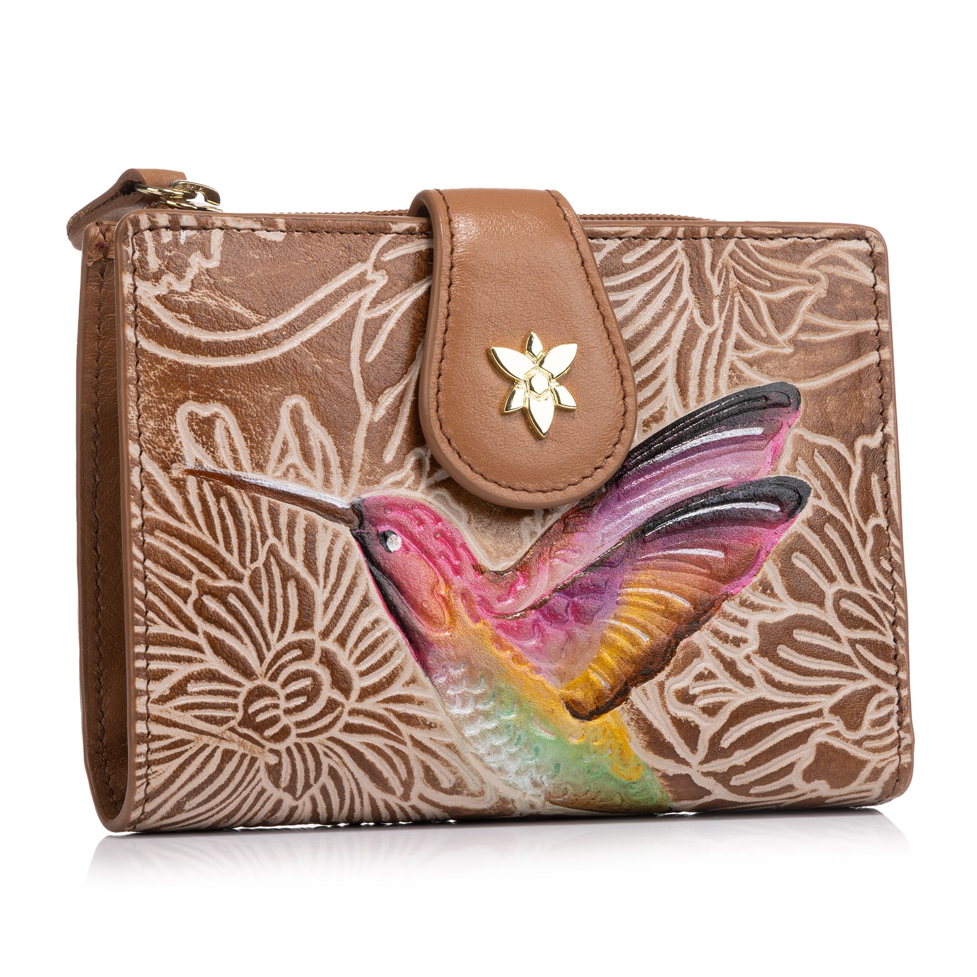 ANUSCHKA® Geldbörse echt Leder geprägt handbemalt