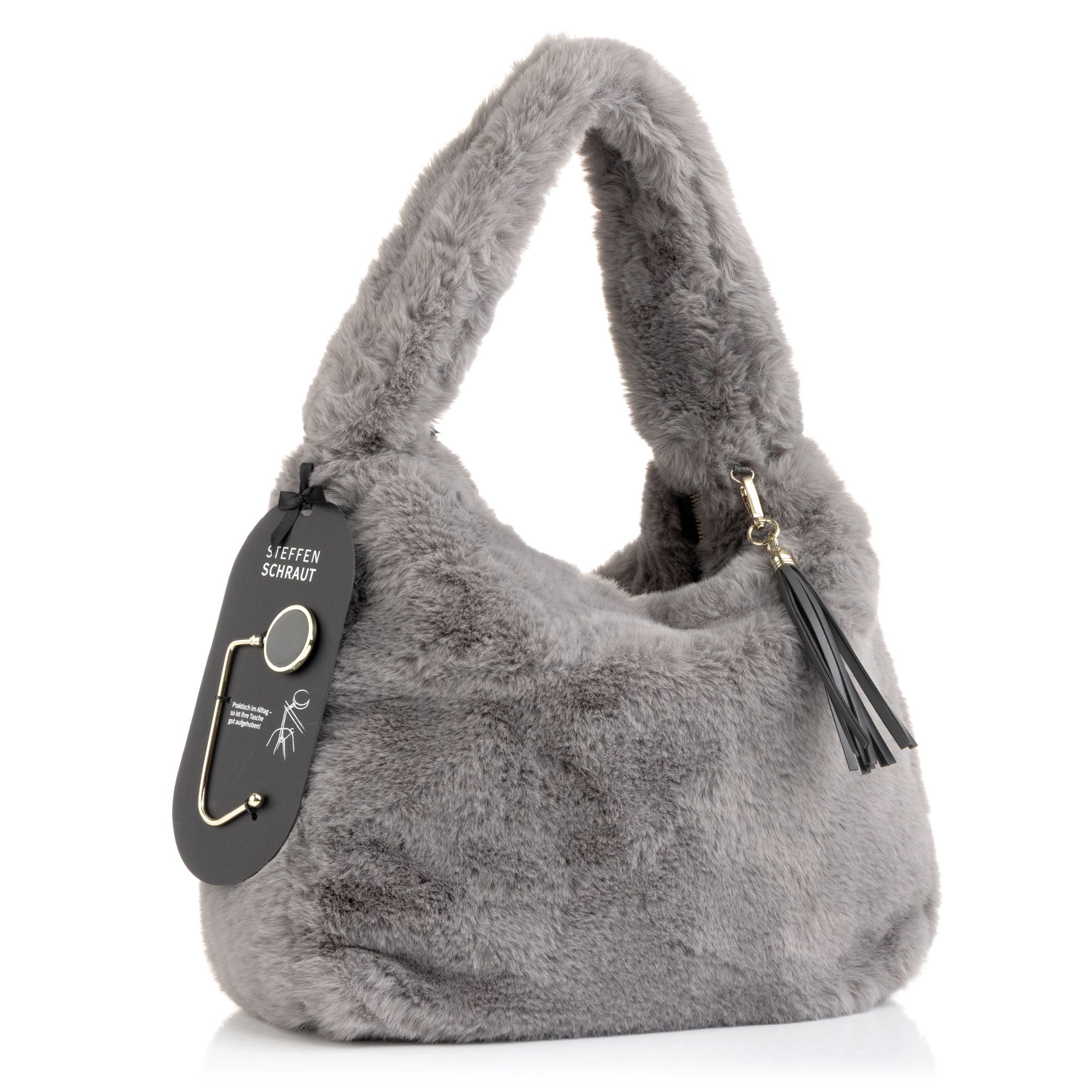 STEFFEN SCHRAUT Schultertasche Felloptik inkl. Taschenhalter Henkellänge 28cm
