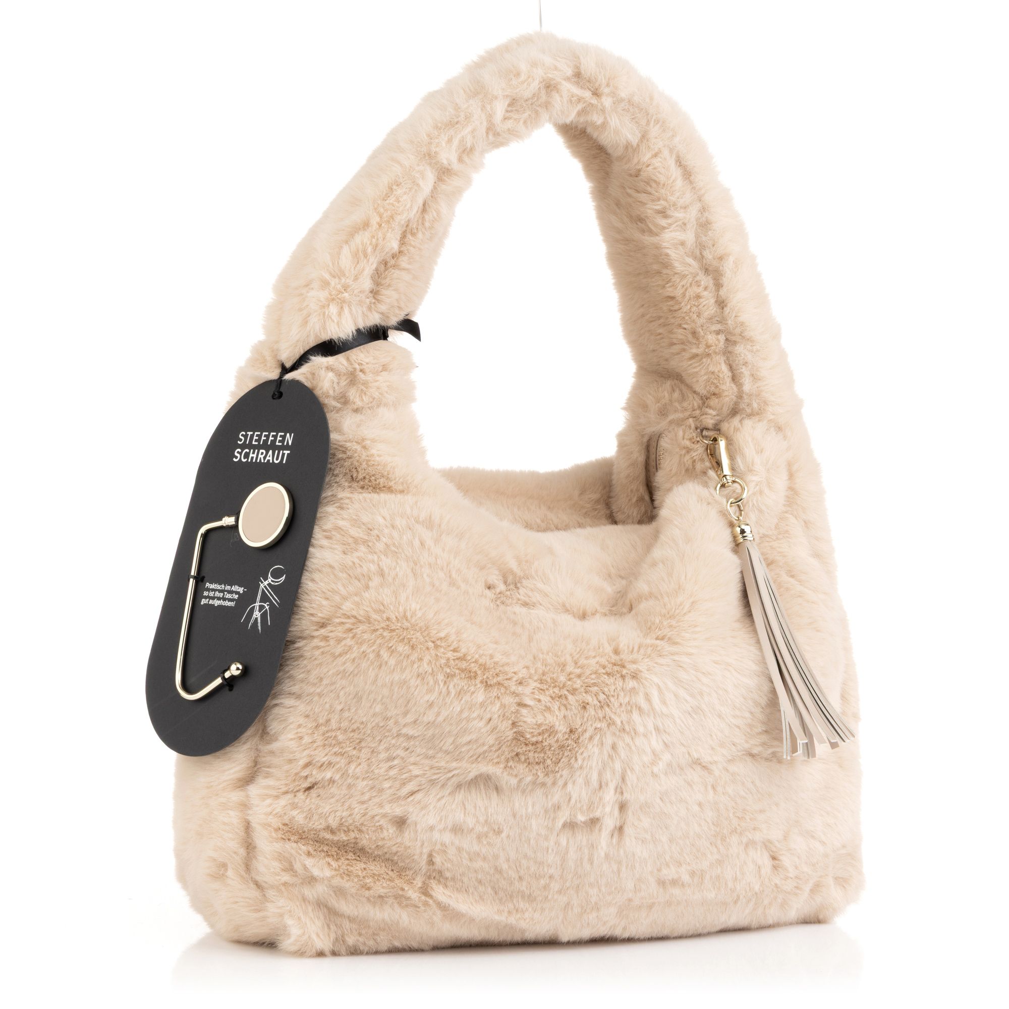 STEFFEN SCHRAUT Schultertasche Felloptik inkl. Taschenhalter Henkellänge 28cm