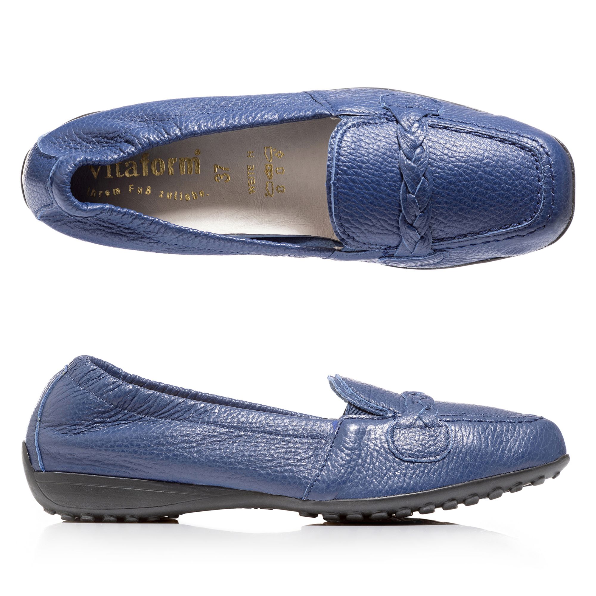 VITAFORM Damen-Mokassin Hirschleder Flechttrense Sohle Hanne