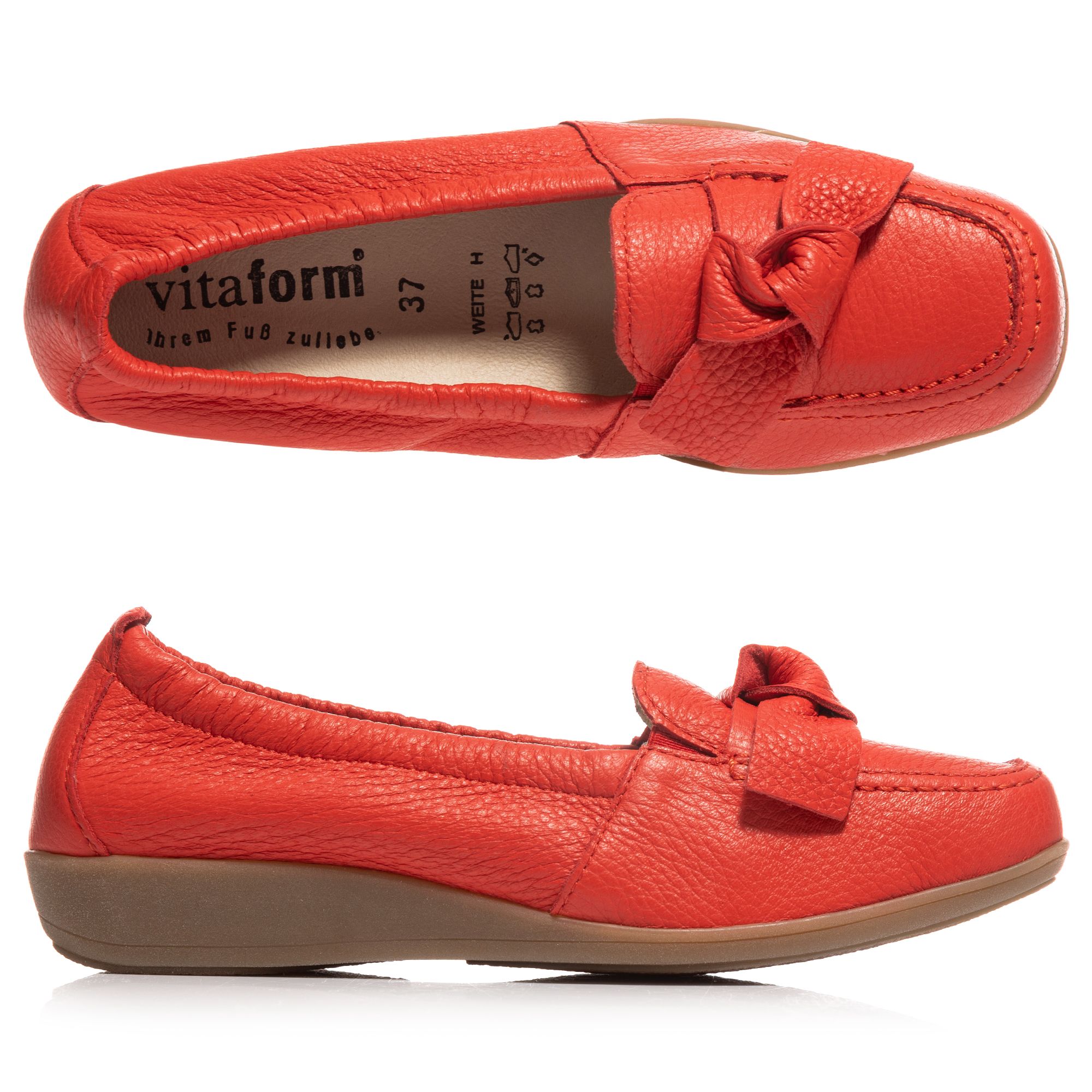 VITAFORM Damen-Slipper Hirschleder Knotendetail Sohle Hilka